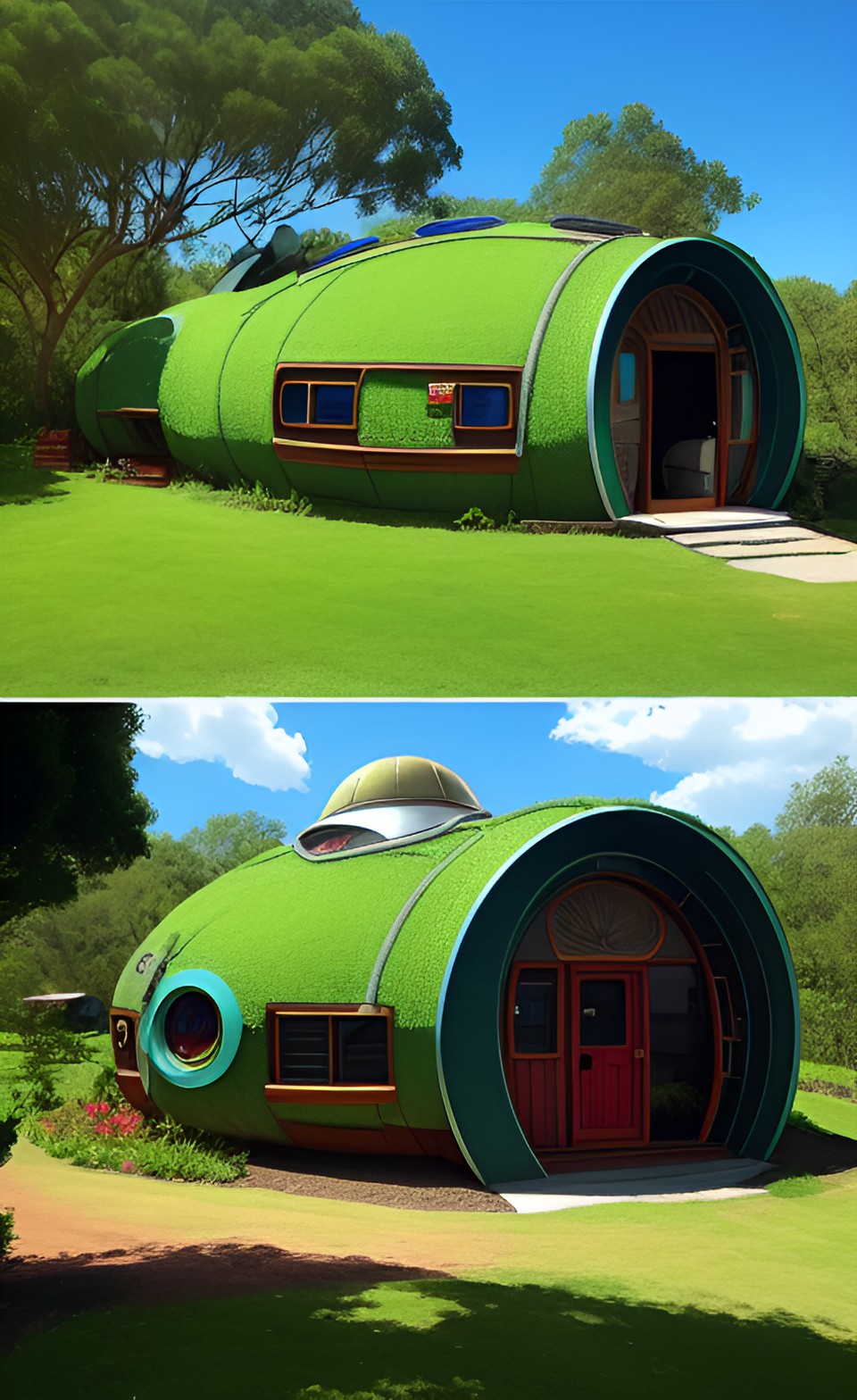 cyberpunk shire home, cyberpunk earthship, cyberpunk hobbit house preview