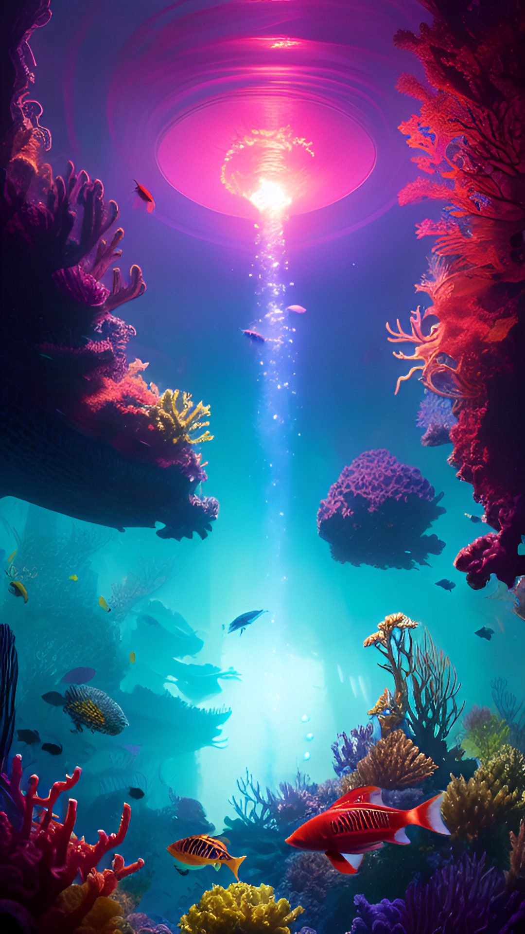 The ocean - the mariana trench  - a mesmerizing view of the deepest part of the ocean floor, featuring bioluminescent creatures and a school of mysterious fish swimming in the darkness." preview