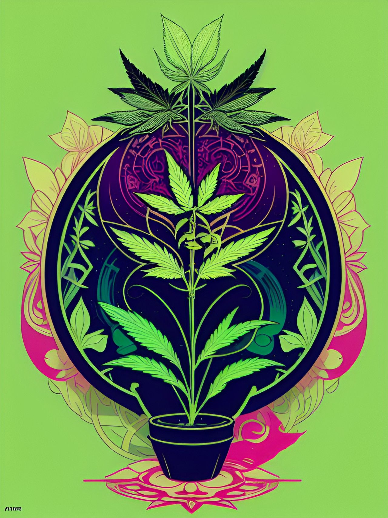 art nouveau cannabis plants preview