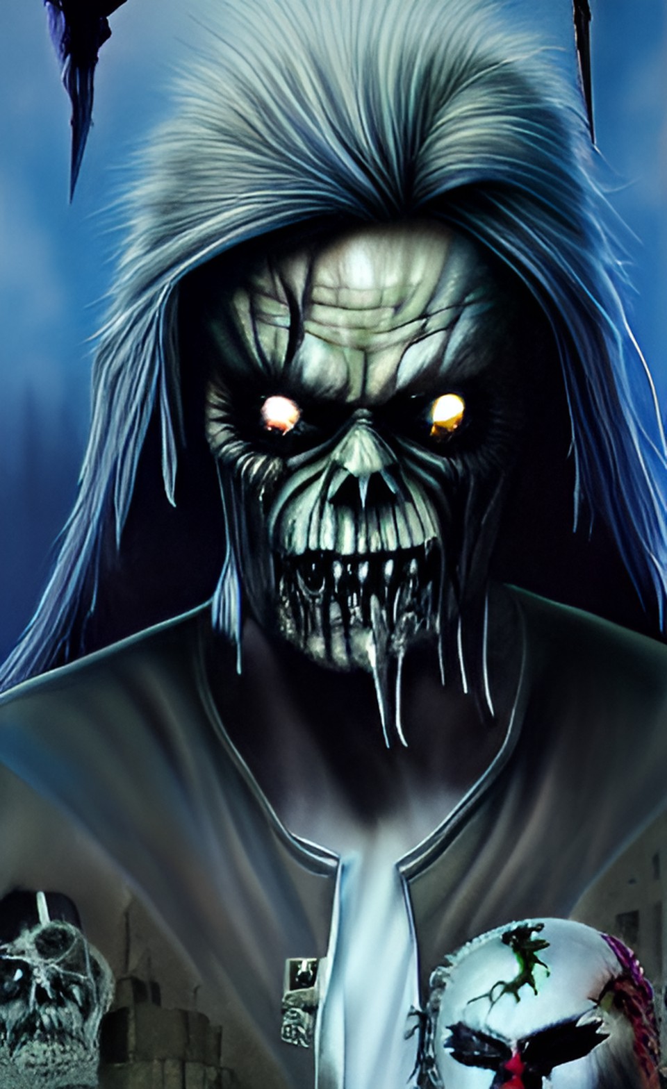 eddie zombie iron maiden white hair preview