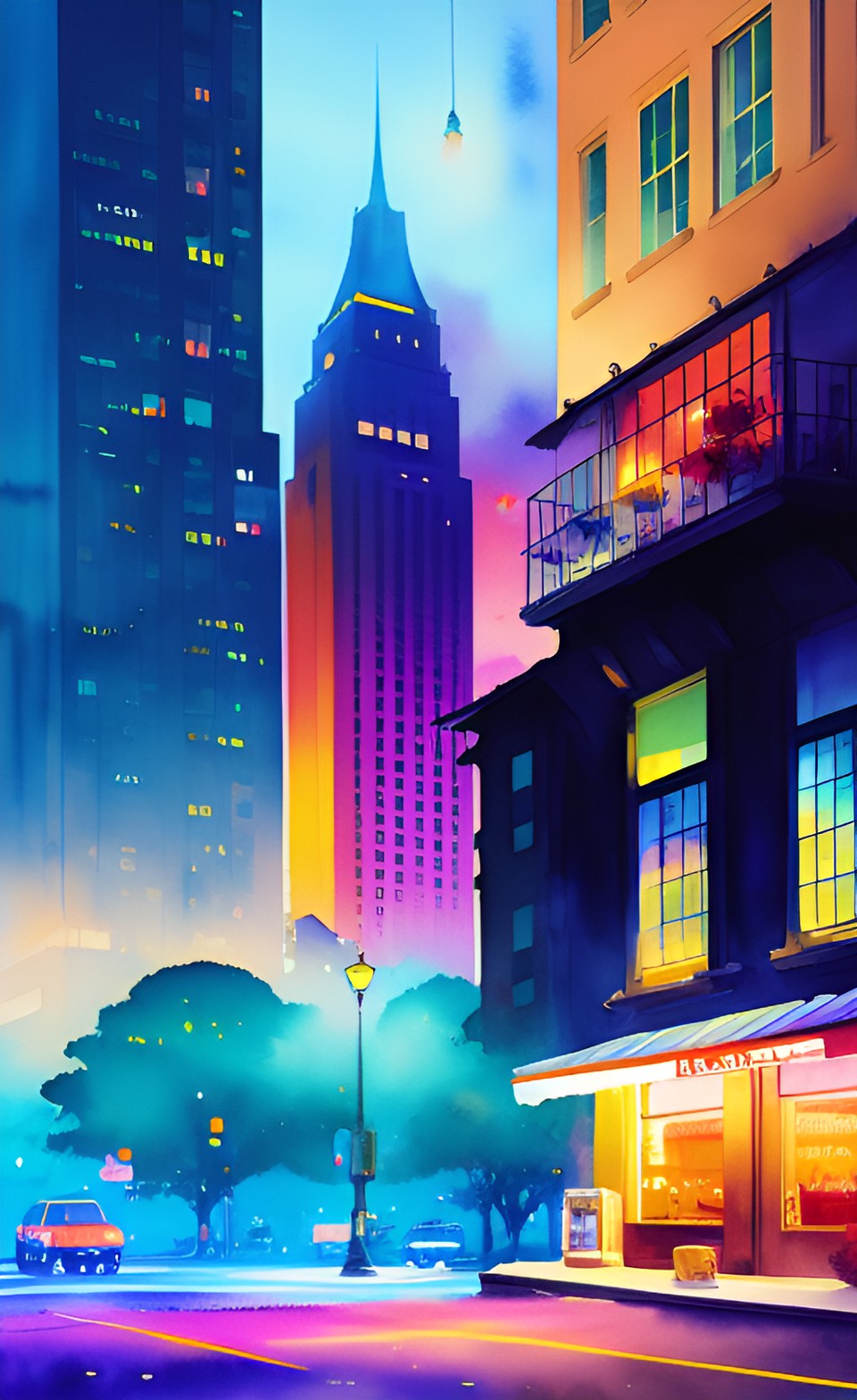 Colorful Night - funky, downtown, city, midnight, night life, citypop, anime 80s style preview