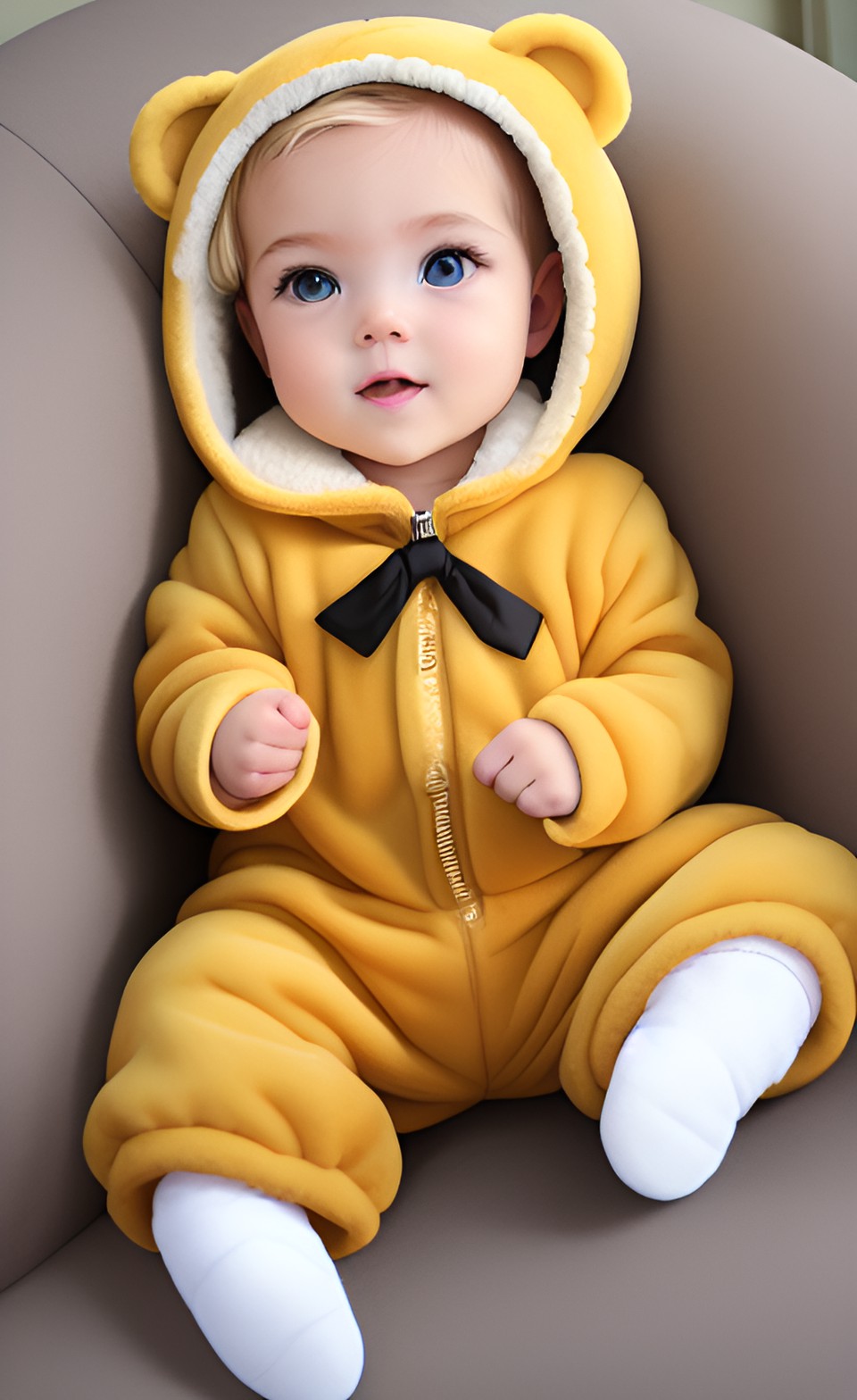 william - blonde baby in a bear suit preview