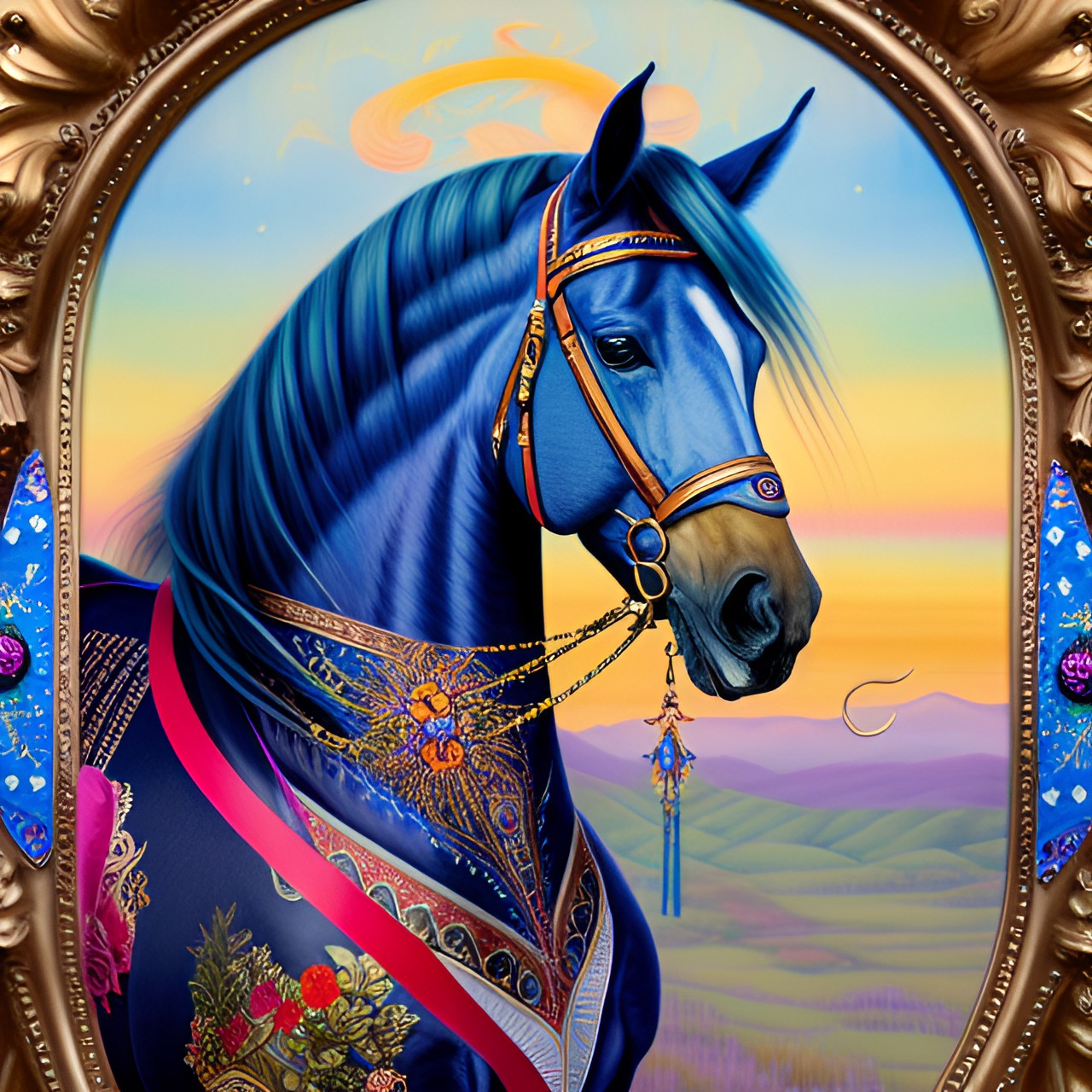 fancy horse - fancy horse with a gleaming coat, regal posture, and a luxurious mane adorned with ribbons and jewels. it marches with grace and pride. preview