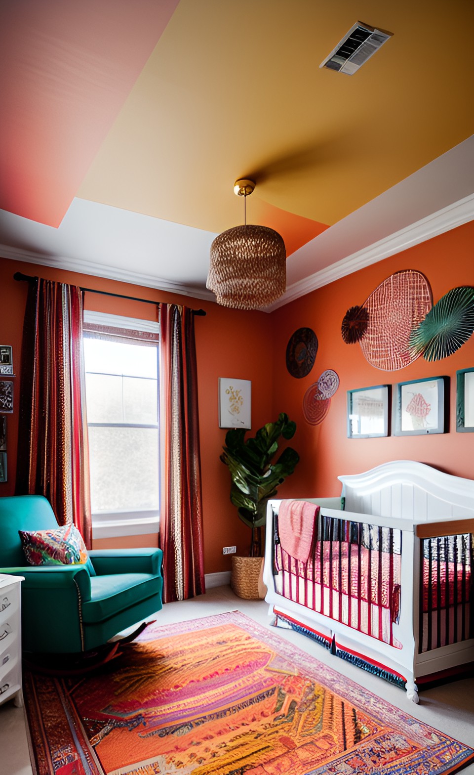 nursery room decorated in warm rich tones, boho maximalist preview