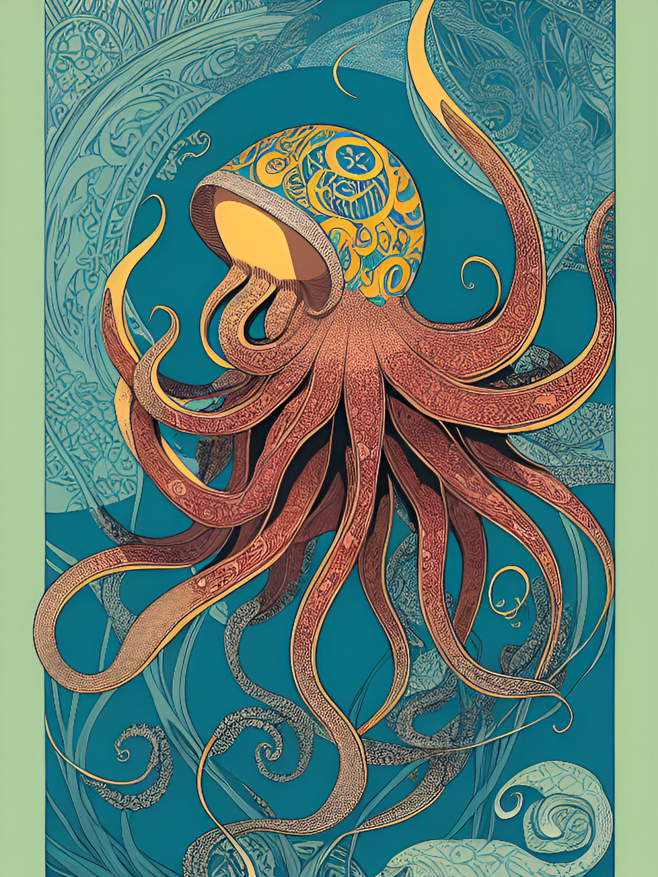 art nouveau octopus preview