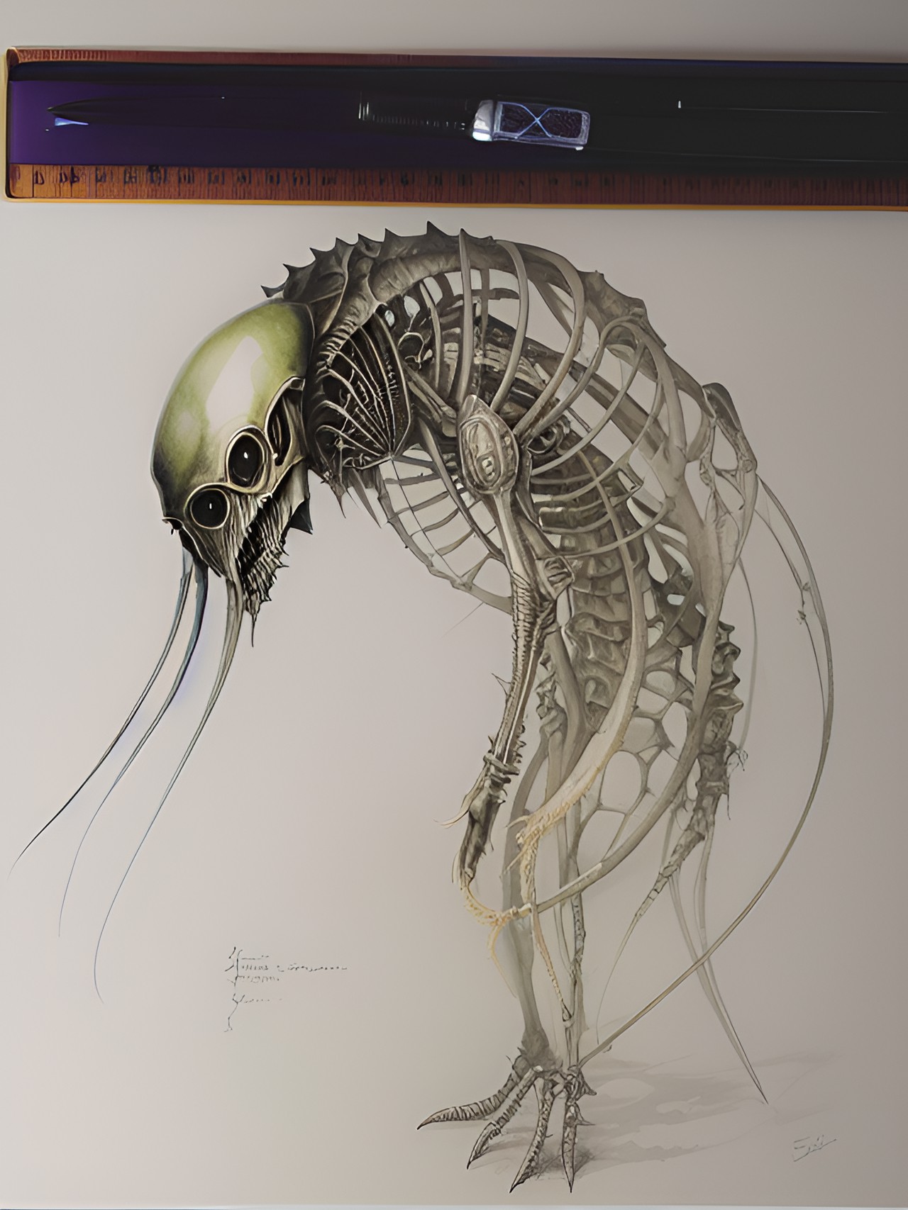 Mismeasure - sketch of biological specimen with alien ruler for scale preview