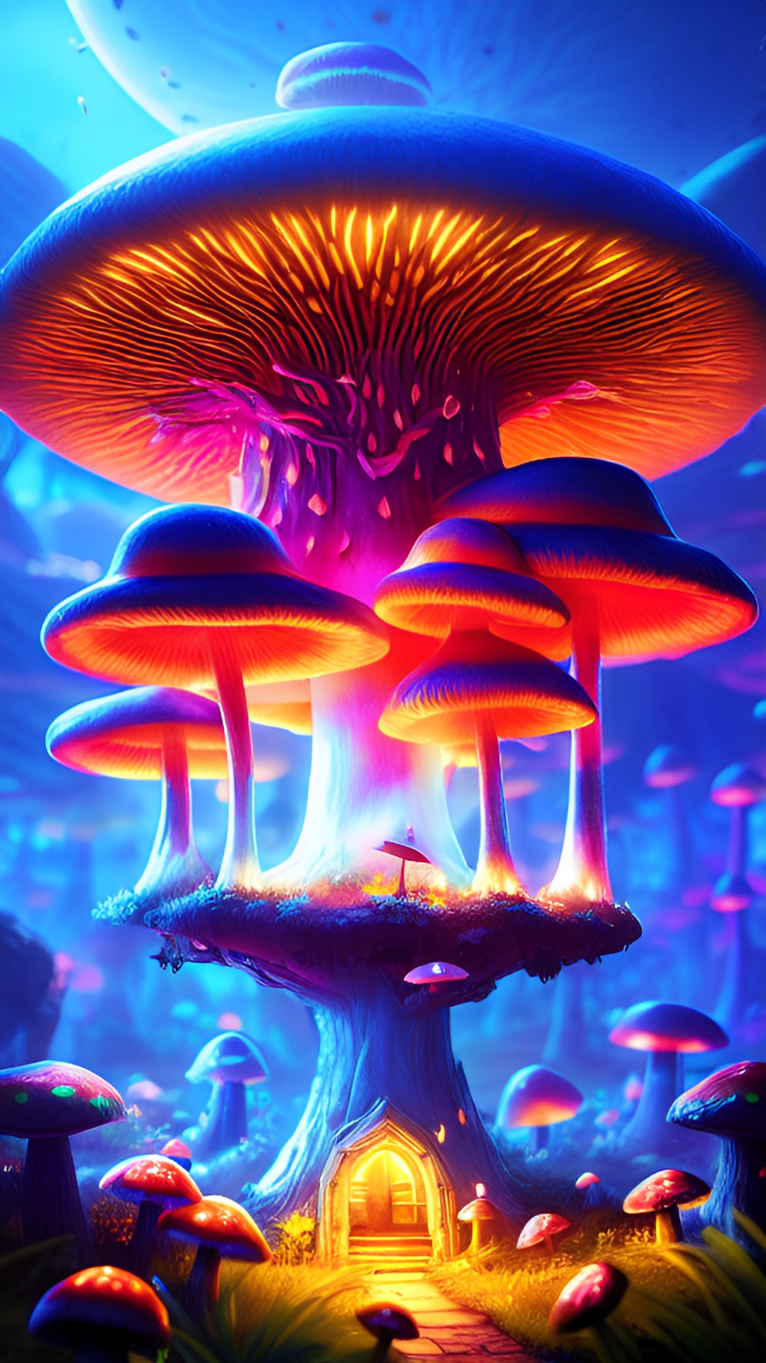 magical mushroom city, scenic light, volumetric,detailed, game art preview