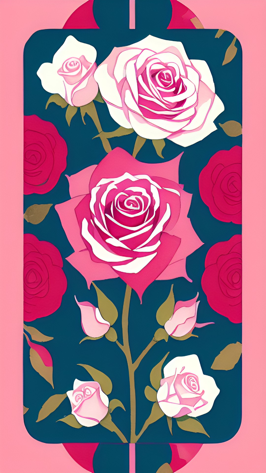 Rose 10 - white background playing card pink rose watercolor preview