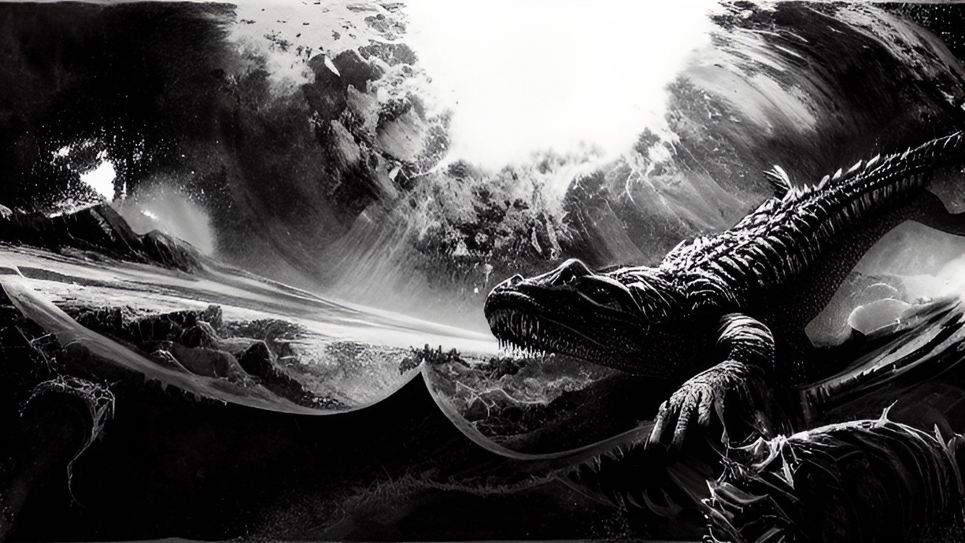 space alligator eating the planet earth preview