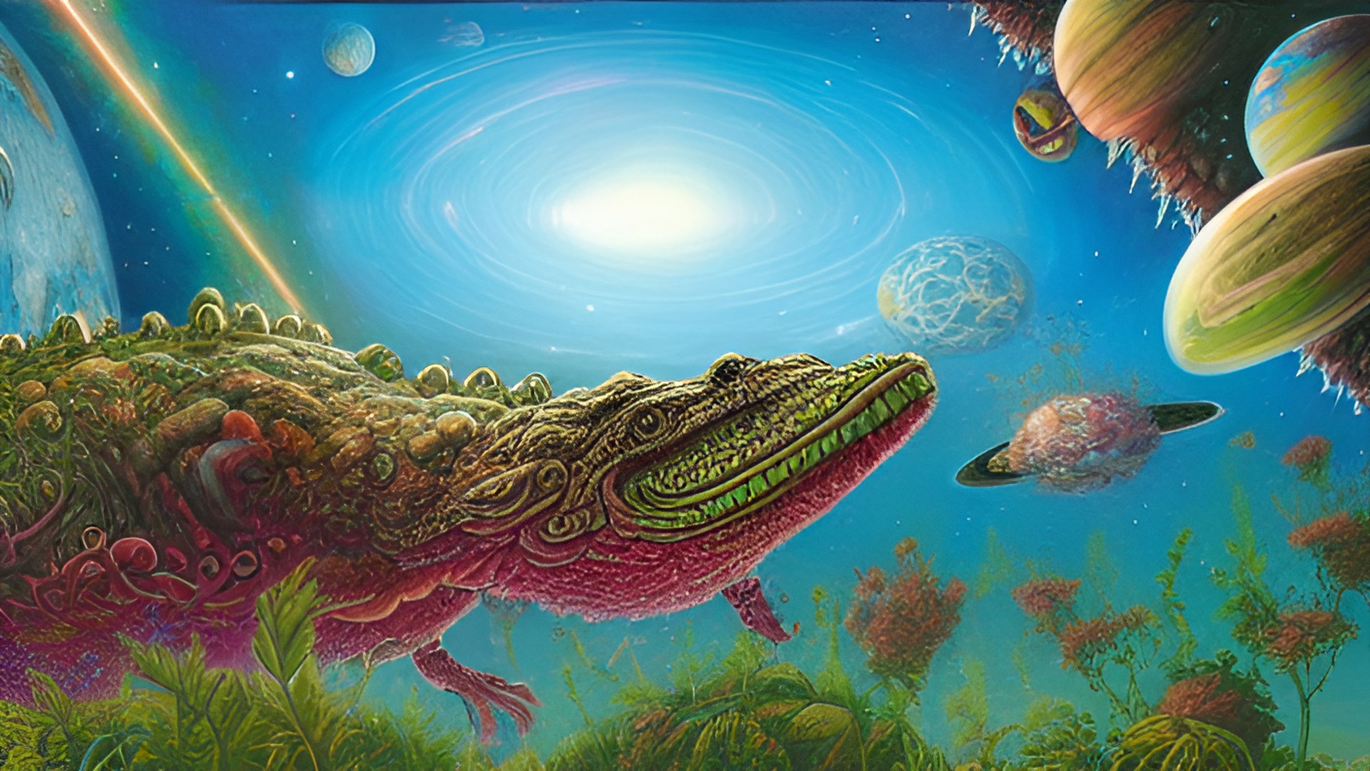 space alligator eating the planet earth preview