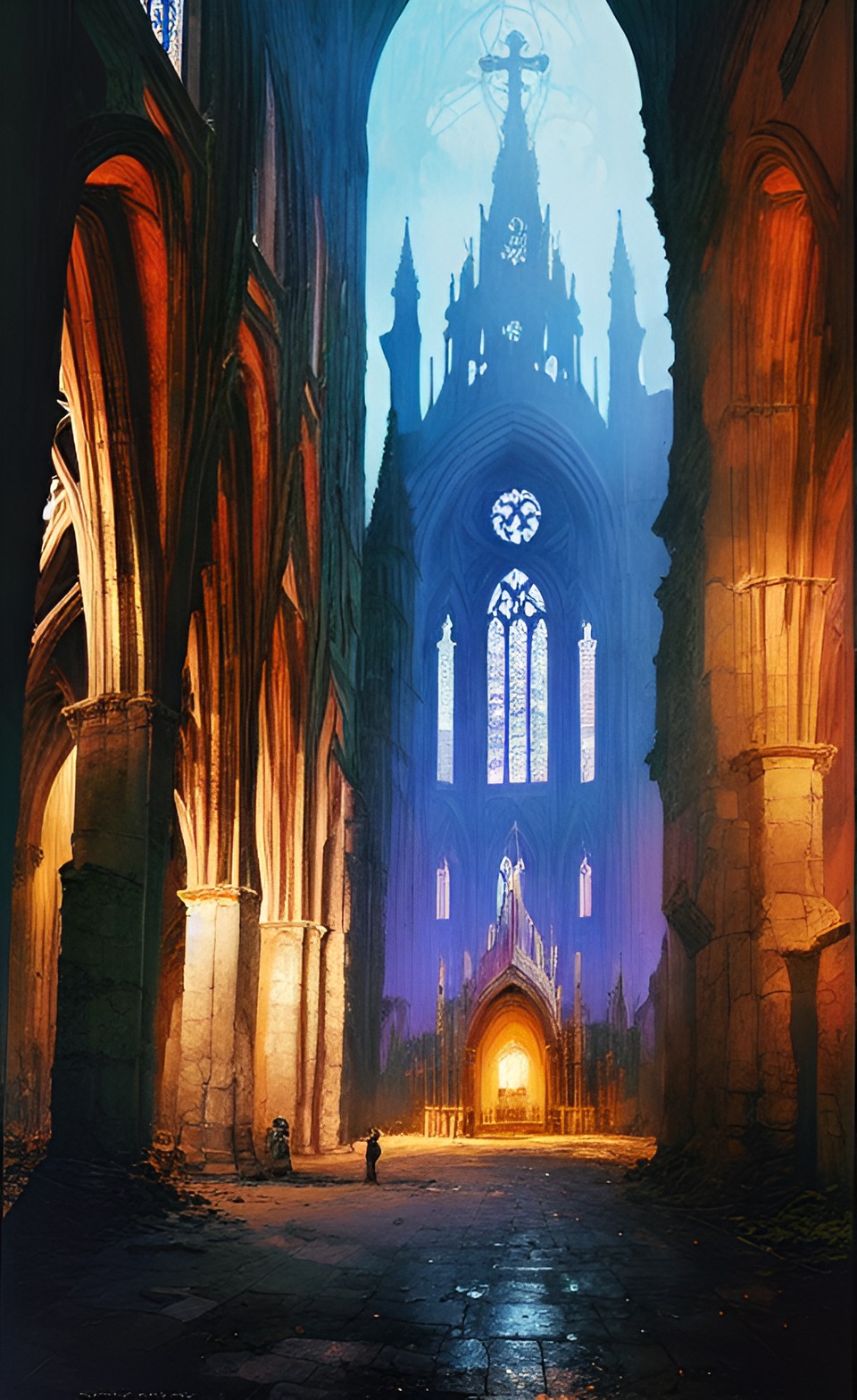 ancient cathedral in a ruined medieval city preview