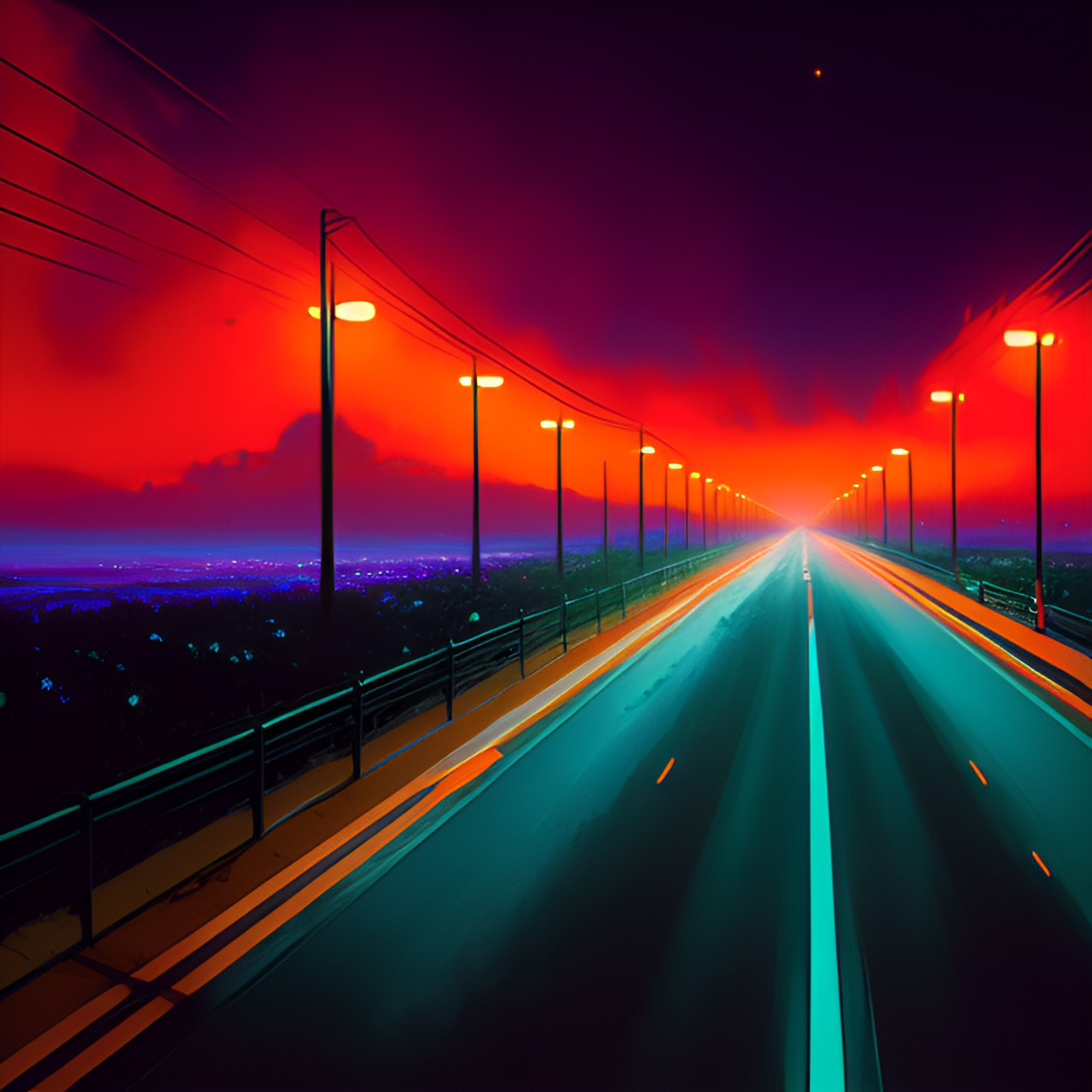 retrowave landscape neon orange preview