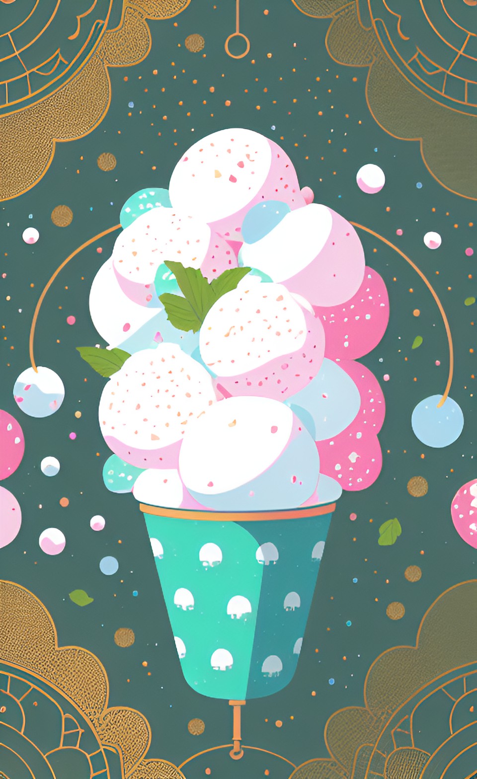 Spirit Mint Cream - marshmallow berries and mint ice cream preview