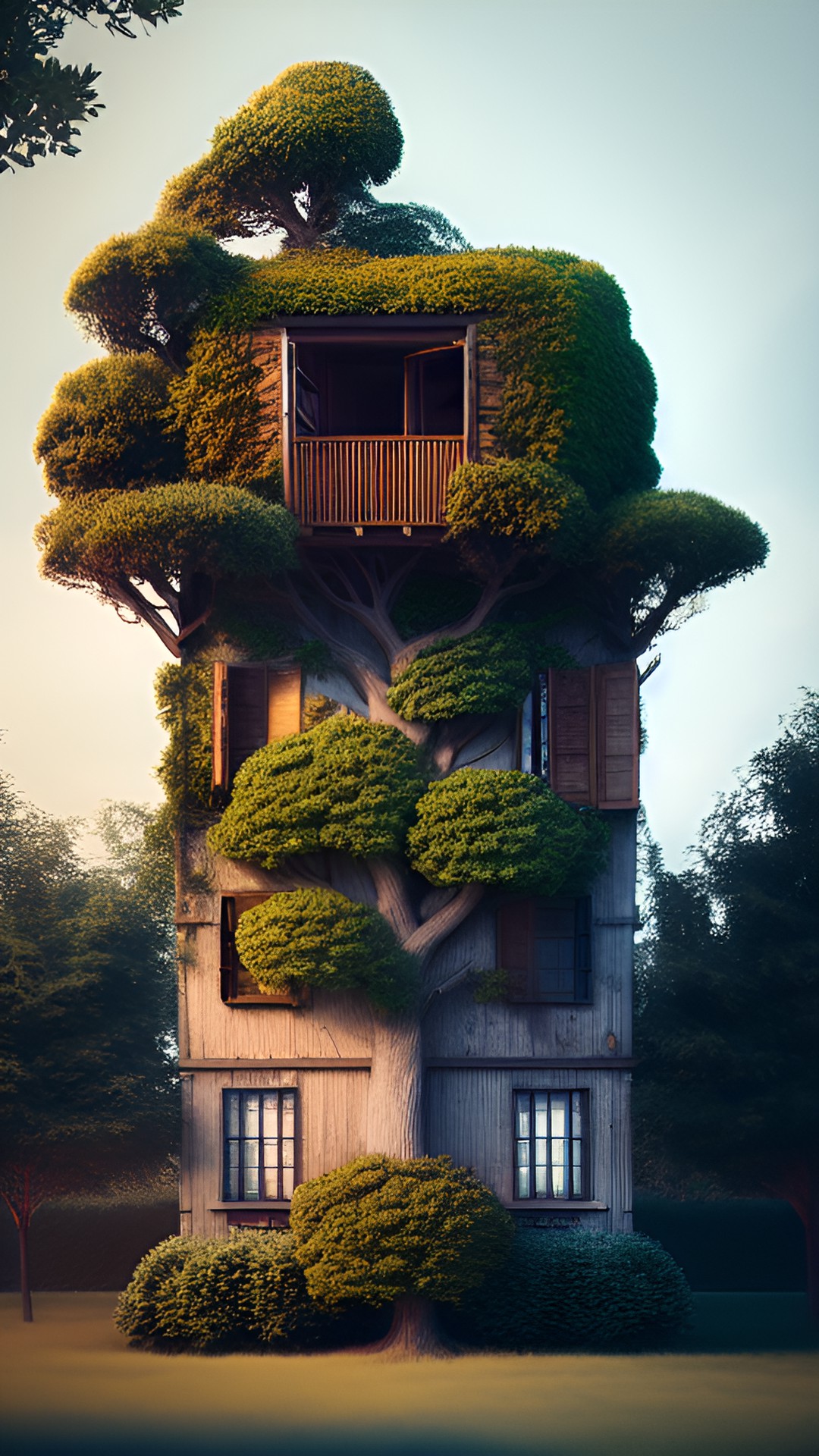 tree transforming into a house preview