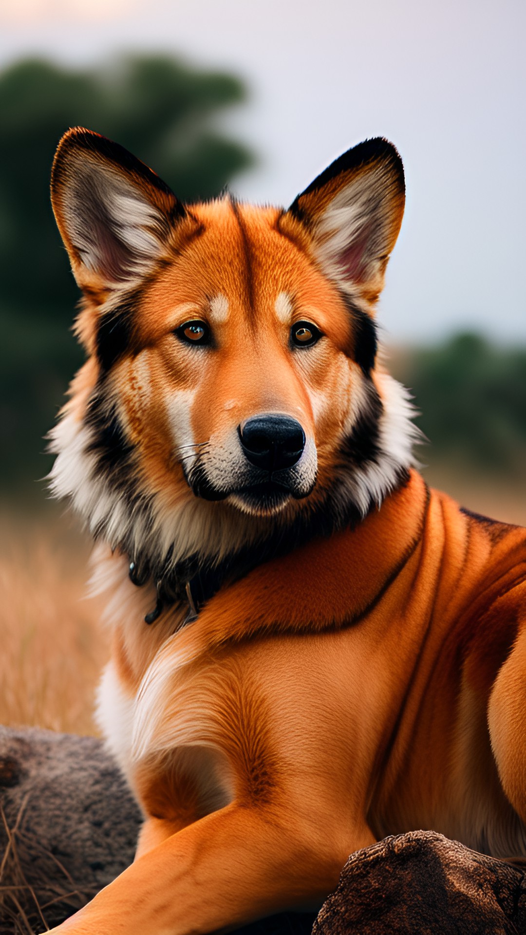 Distant Call - savanna canine with tan fur and white face markings preview