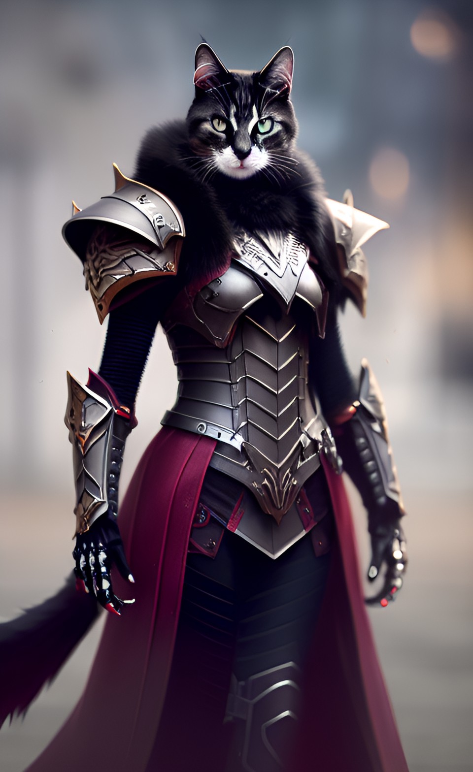 cat, vampire styles, in skeleton armored, preview