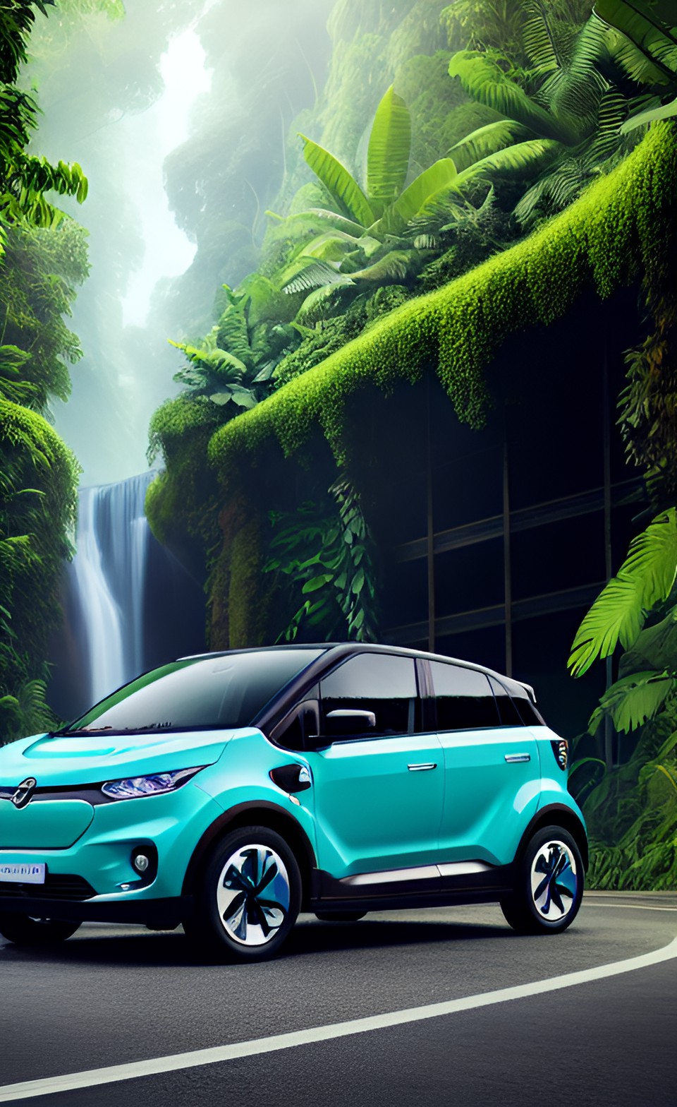 modern electric vehicle with jungle on the background preview