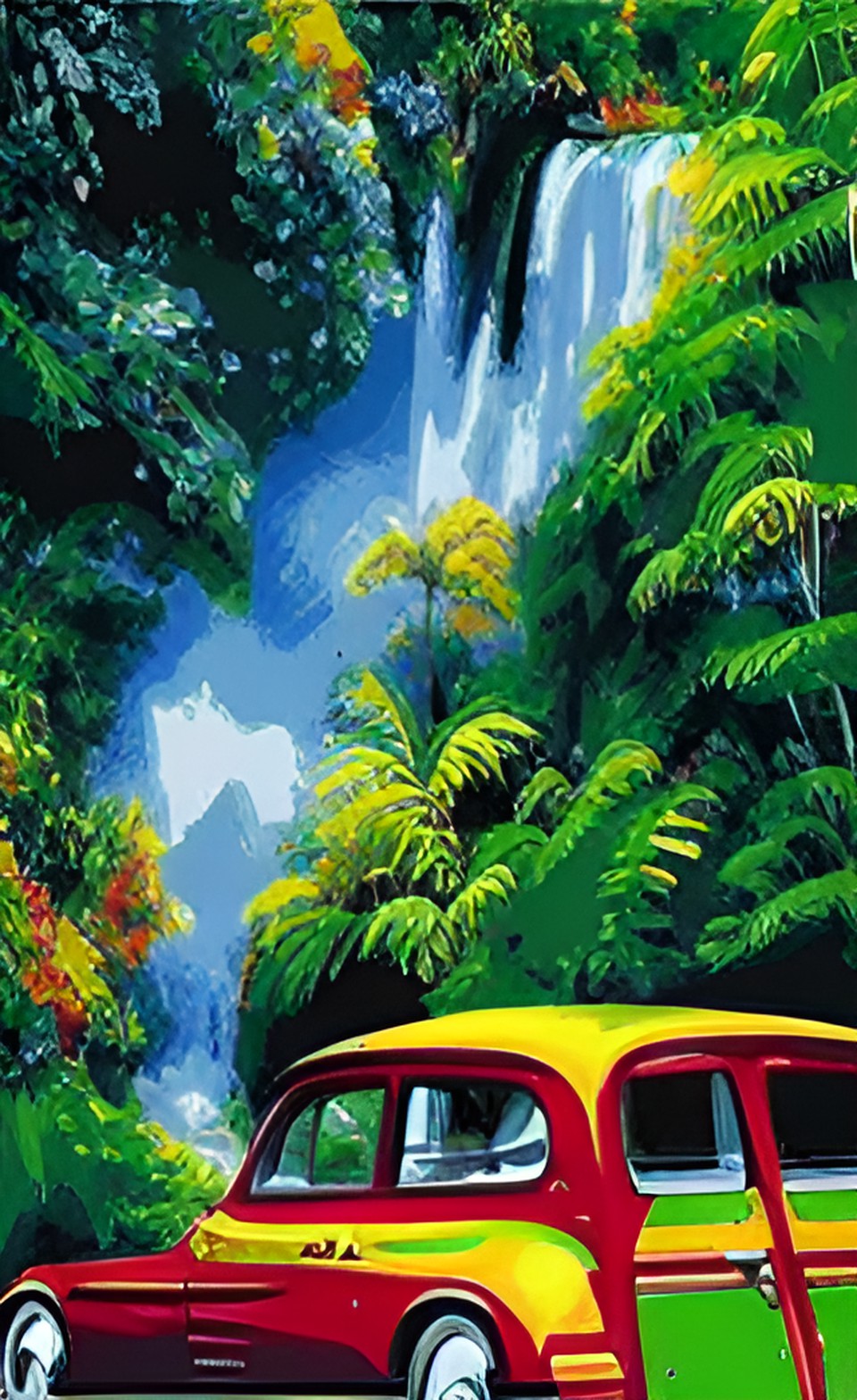 modern electric vehicle with jungle on the background preview