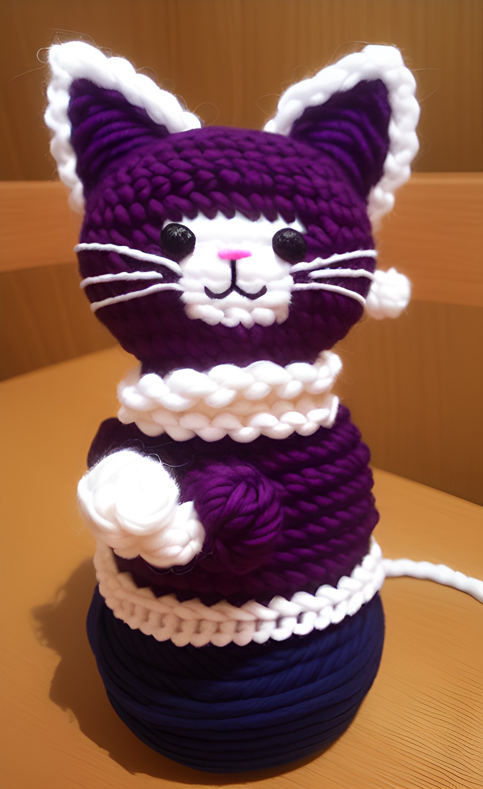 smiling cat made of yarn preview