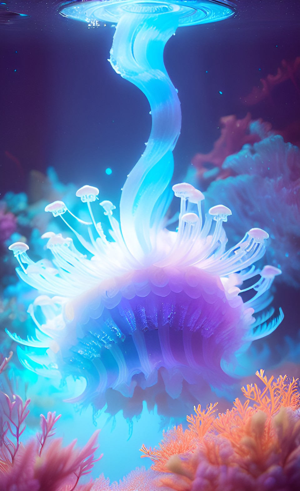 ice jellyfish under water with in galaxy preview