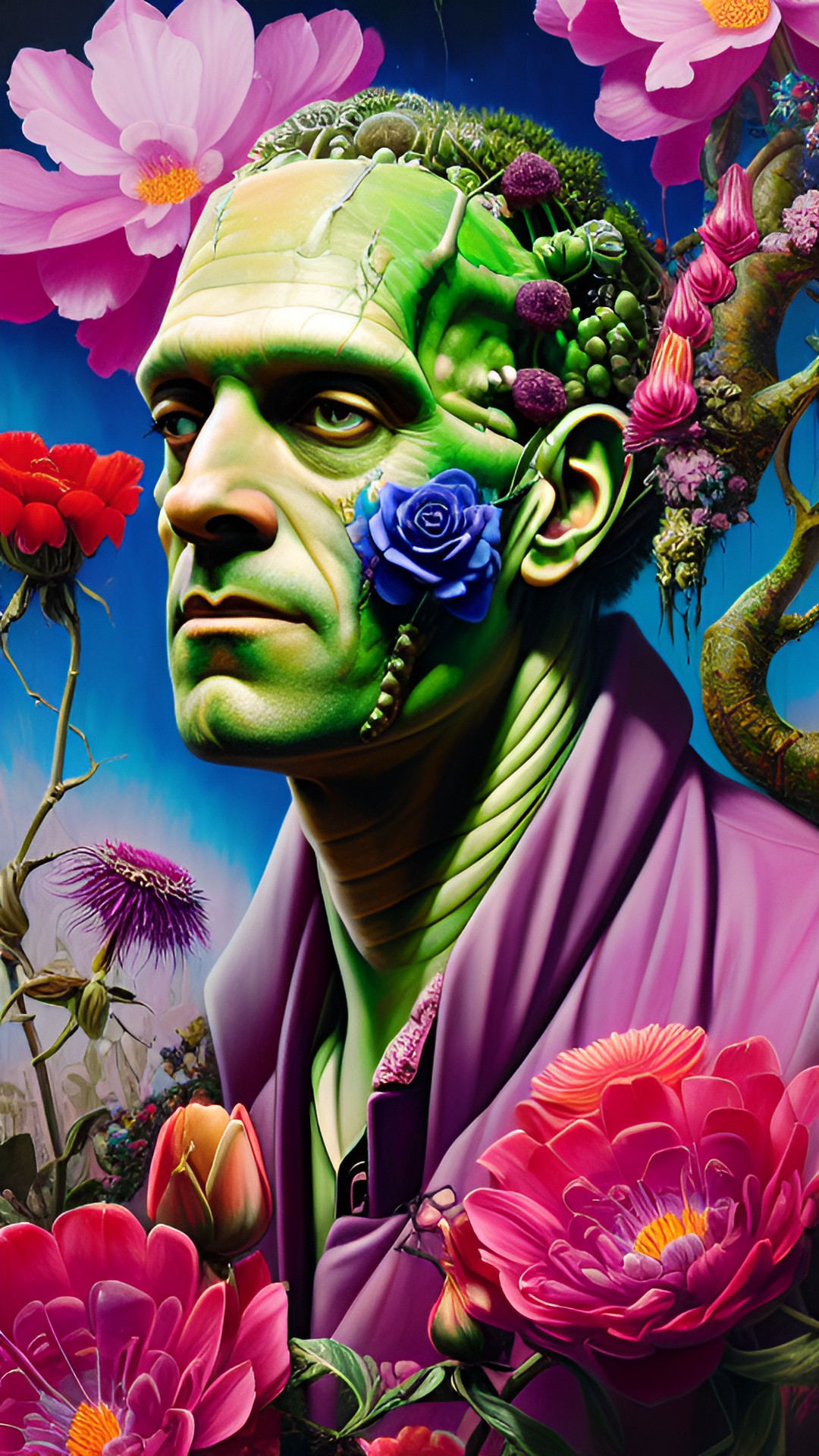 Franky II - frankenstein in love with flowers preview