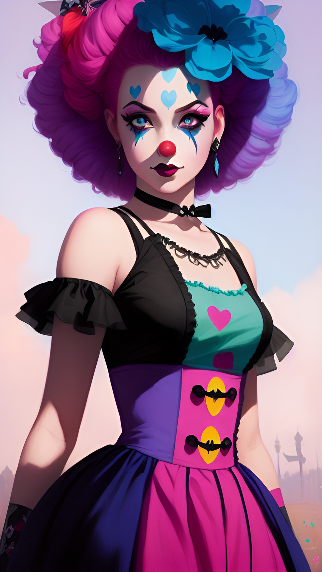 pastel goth clown pinup preview