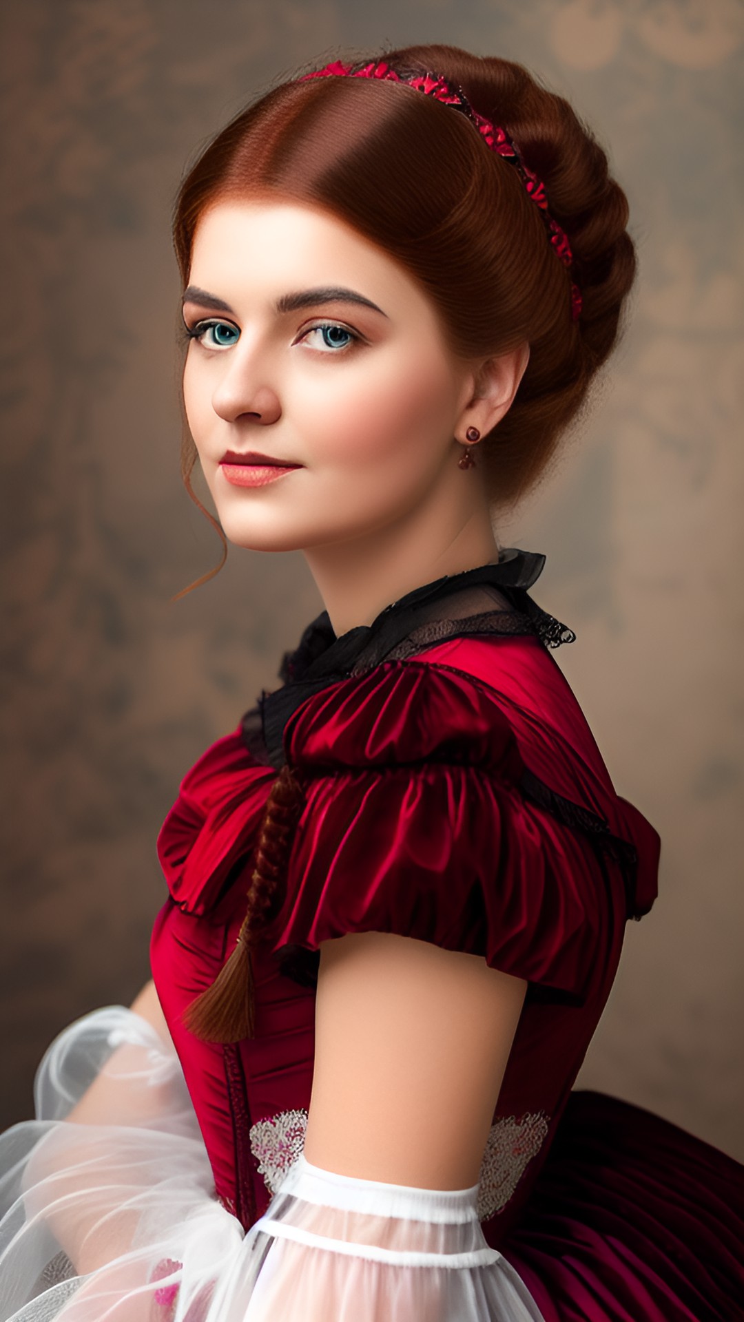 victorian woman light hair red brush preview