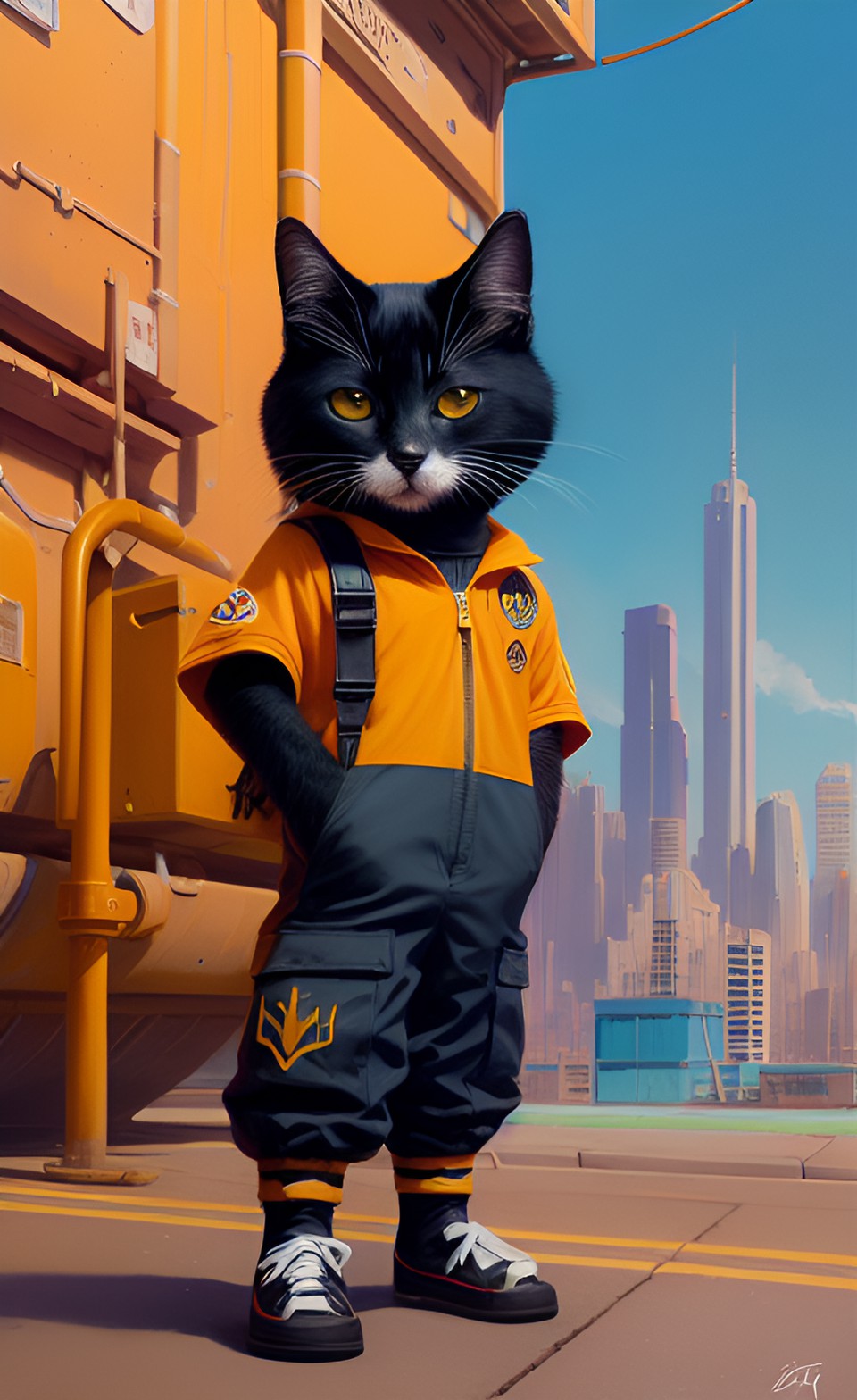 cat wearing jumpsuit preview