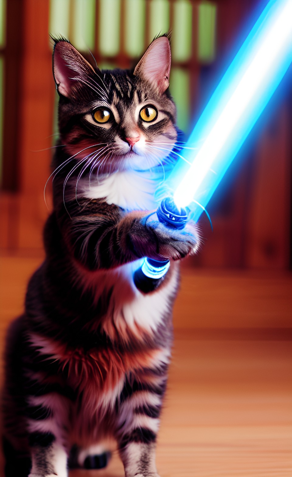 cat jedi knight holding a lightsaber preview