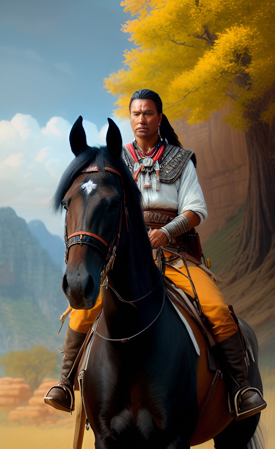 navahawk - winnetou portrait with his black horse preview