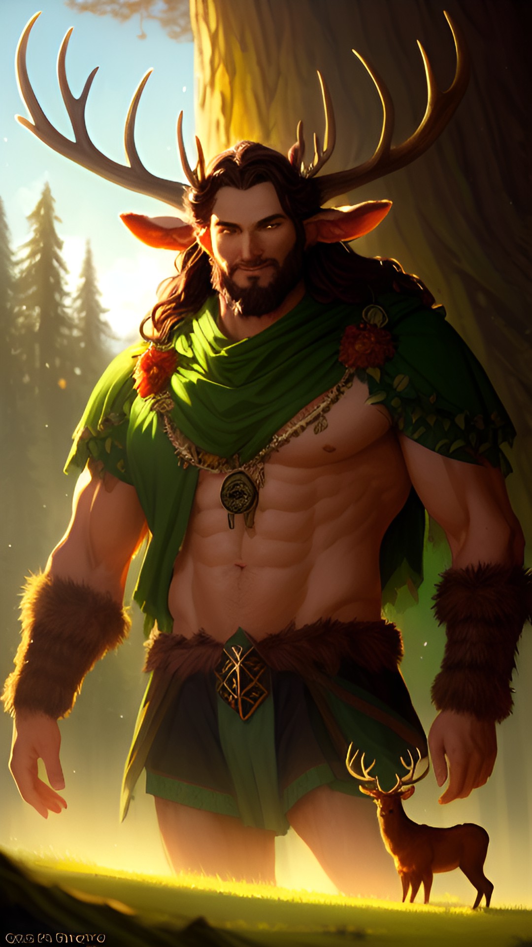 Good God Father Al - giant druid god of the forest stag horned god cernunnos with large bulge preview