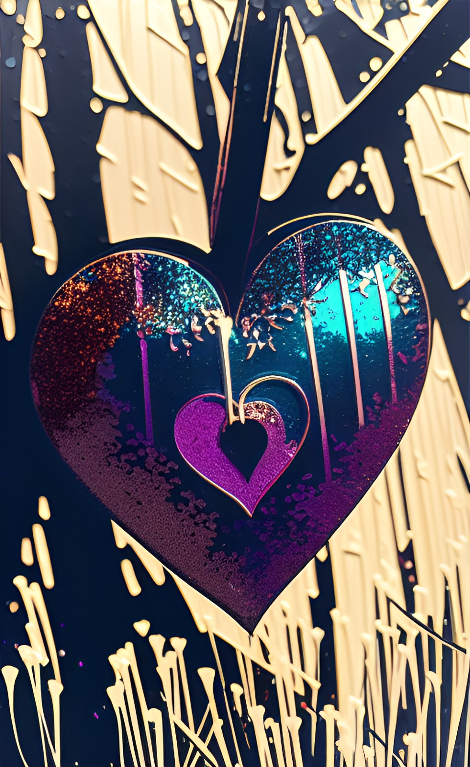 glittery glossy prismatic hearts preview