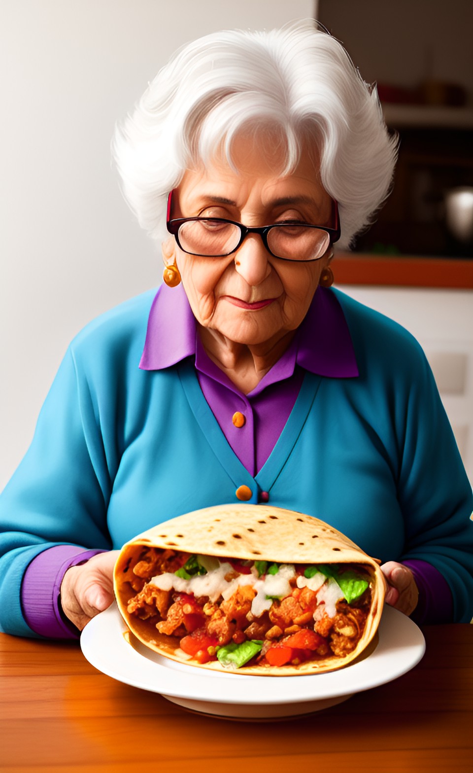 italian grandma eating a burrito preview