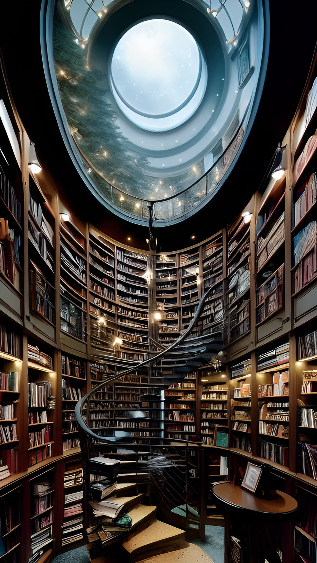 The Great Collection - a spiral galaxy made up,of books within books adventure fantasy spiral made up of many differed hyper realistic books preview