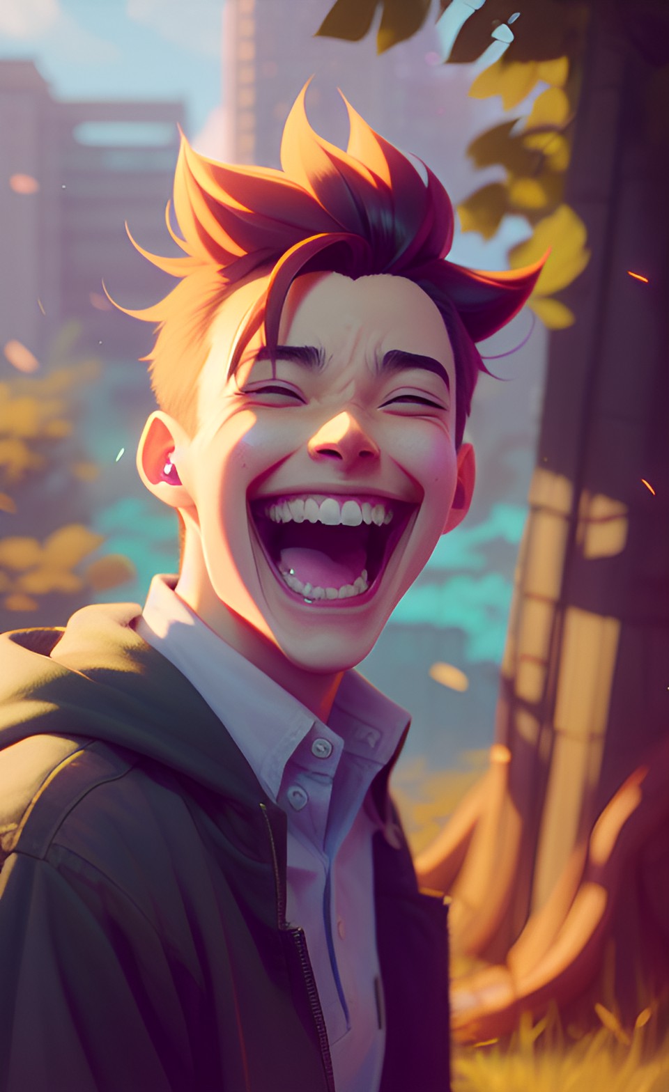 cute anime guy laughing preview