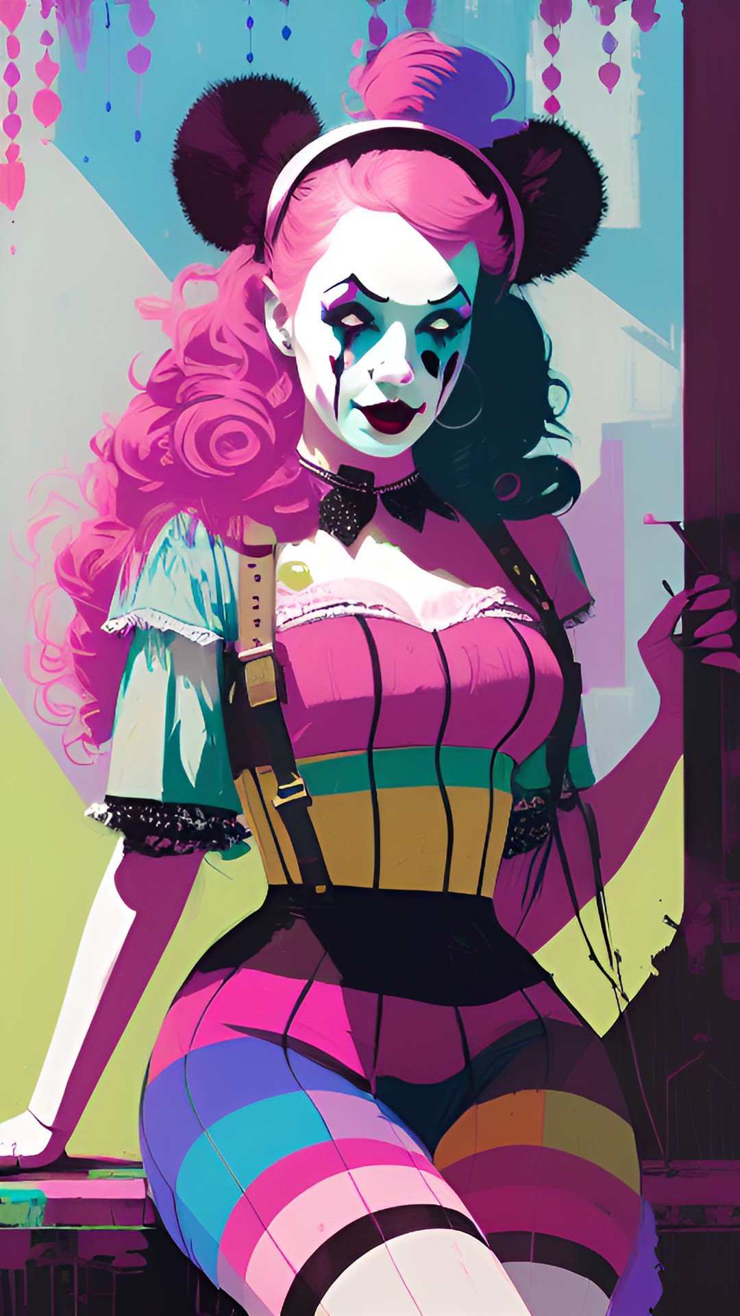 pastel goth clown pinup preview