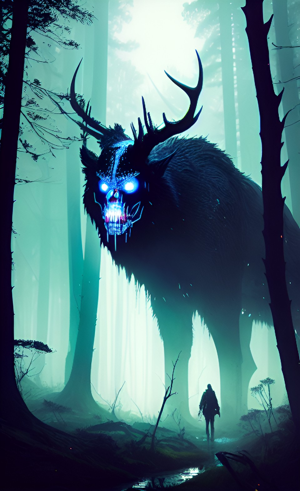 wendigo haunting forest misty moonlight preview