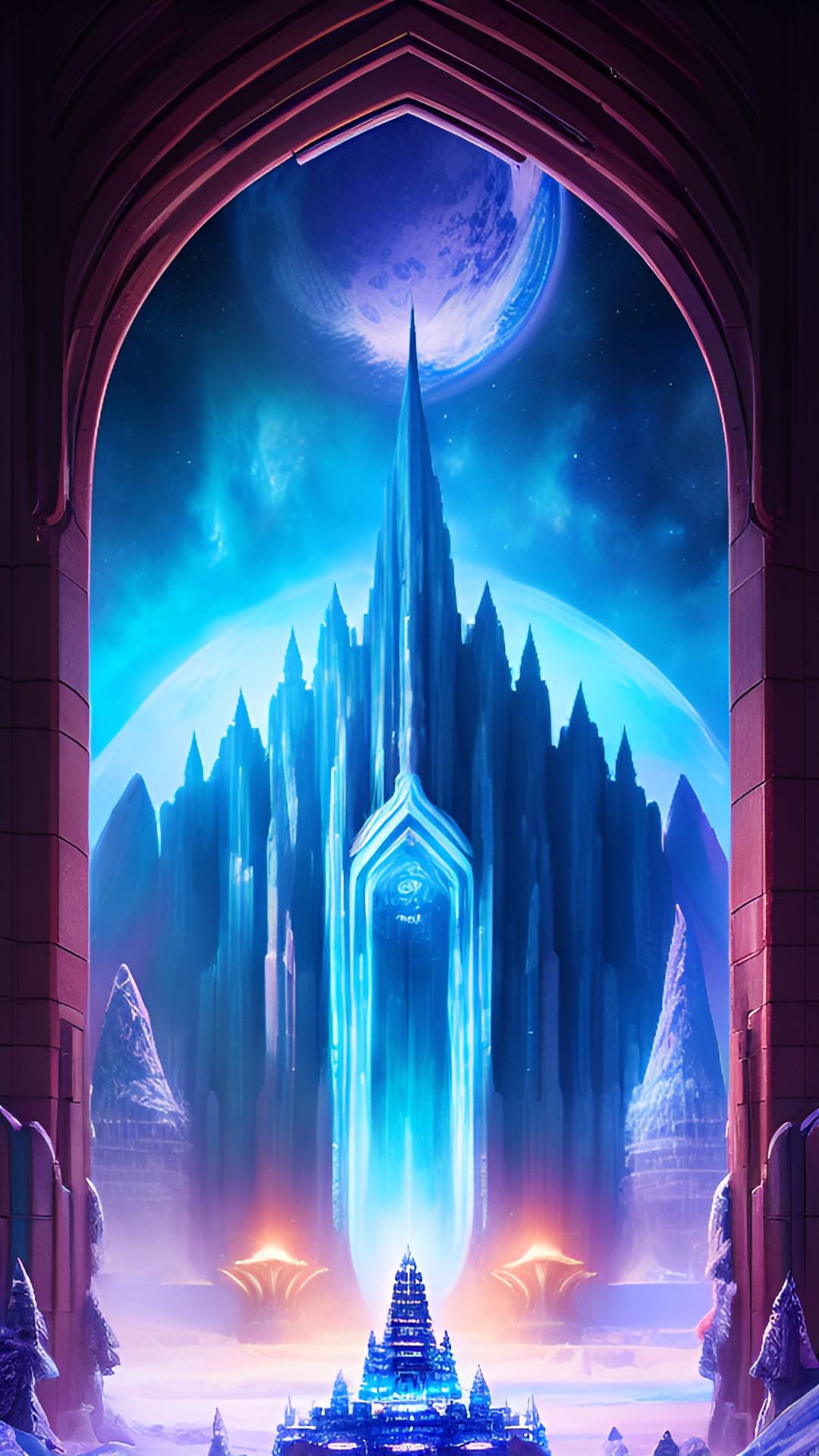 temple of the ice kingdom surrounded by alien worlds preview