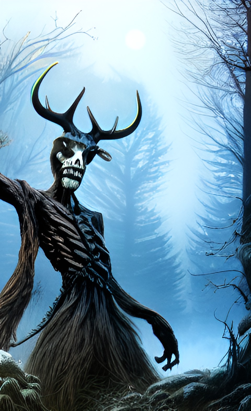 wendigo haunting forest misty moonlight preview