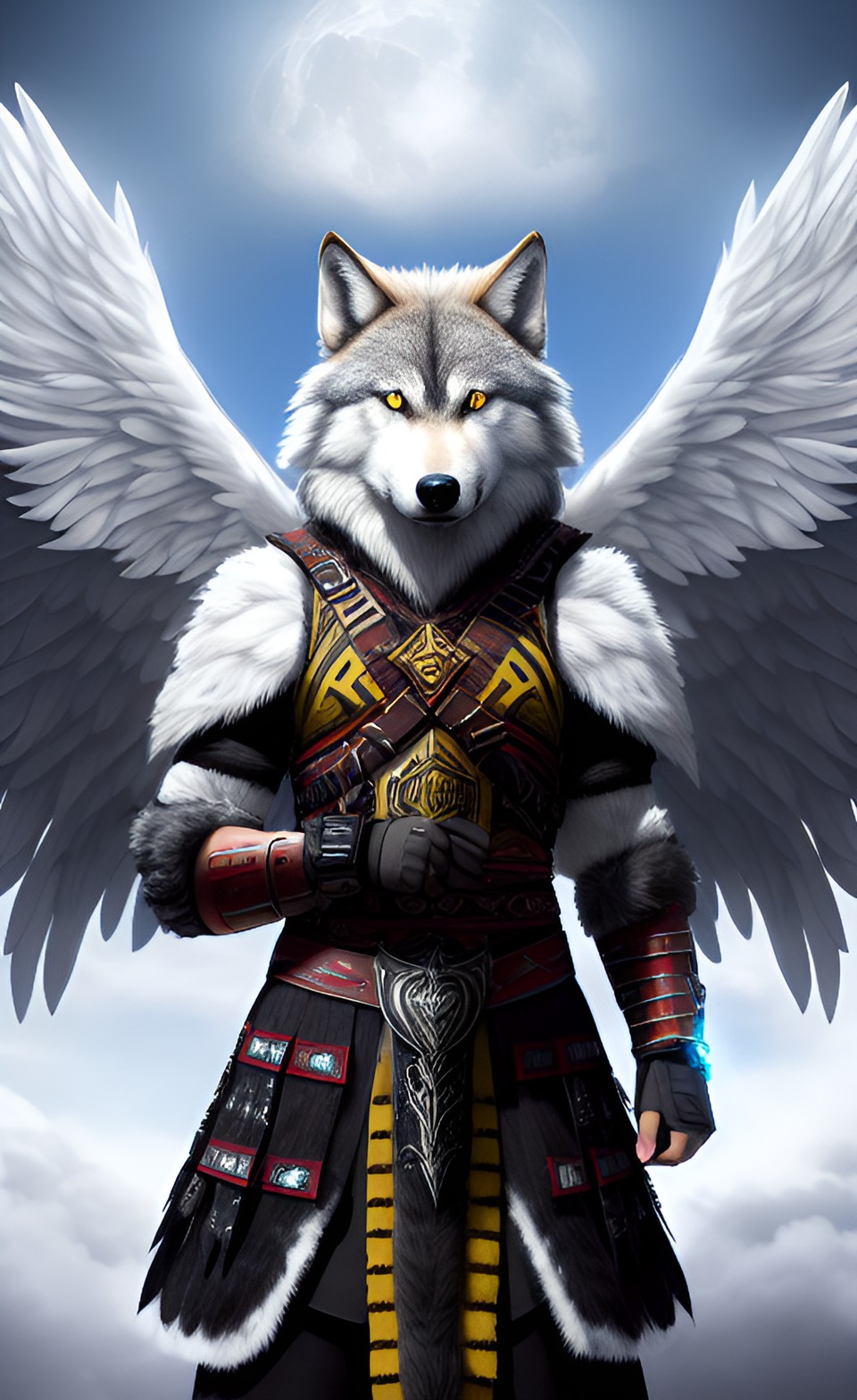 warrior  wolf,  extreme,  detail, 8k, ultra hd, angel wings preview