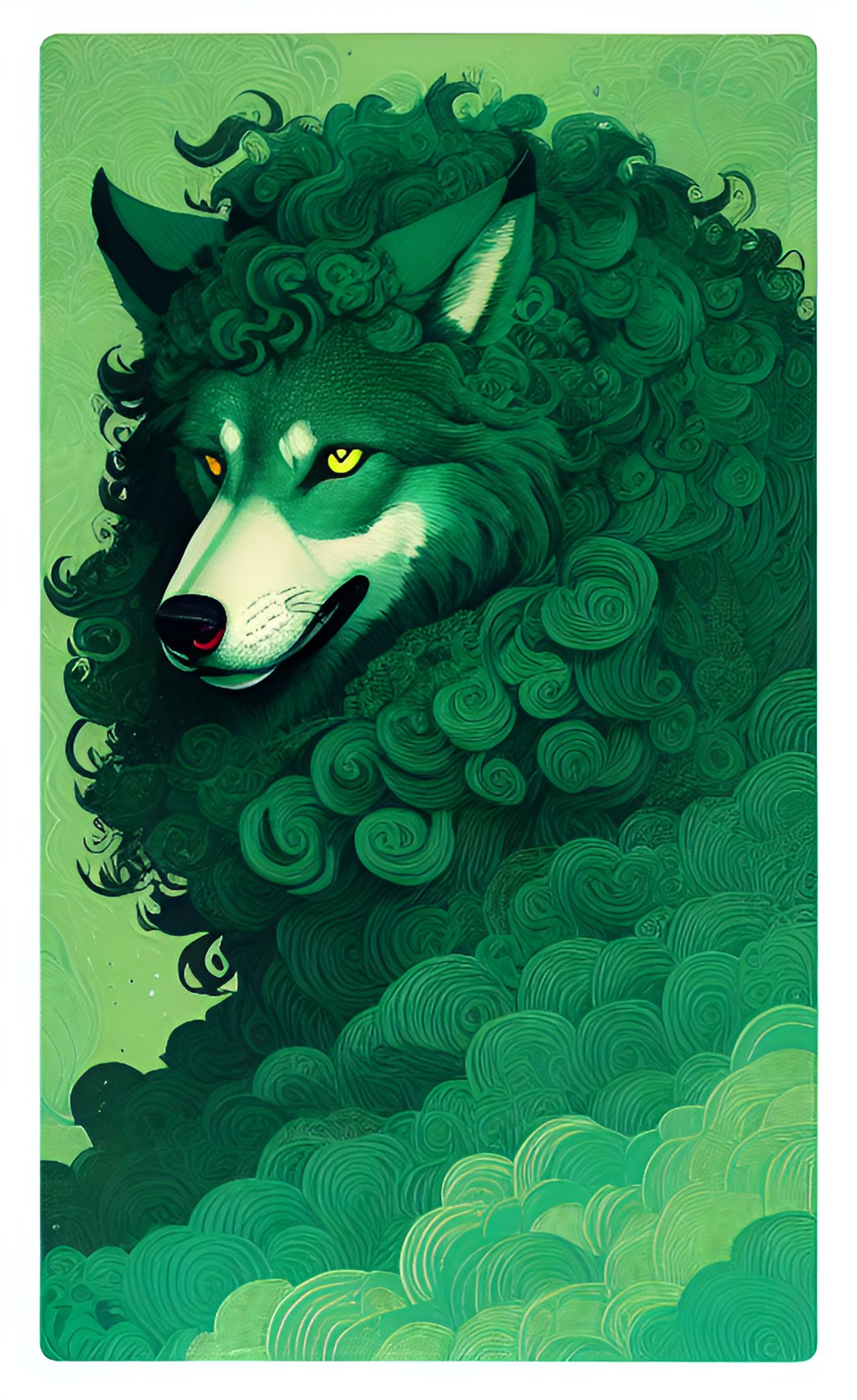 curly hair green wolf preview