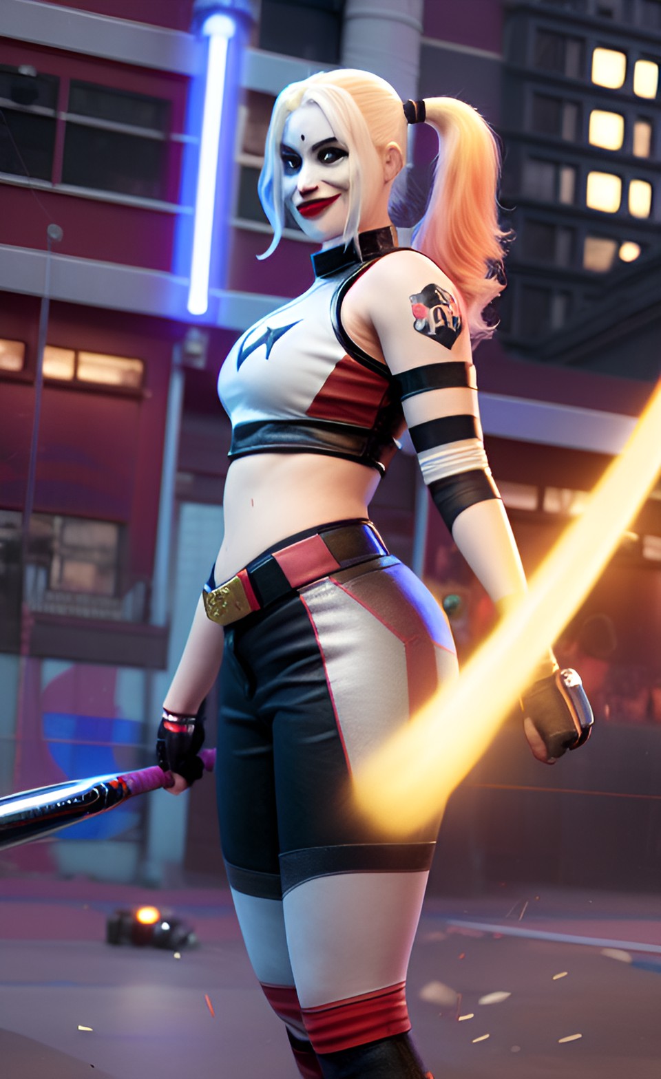 Harley Quinn - harley quinn, swinging baseball bat, dynamic, action pose, highly detailed, trending on artstation preview