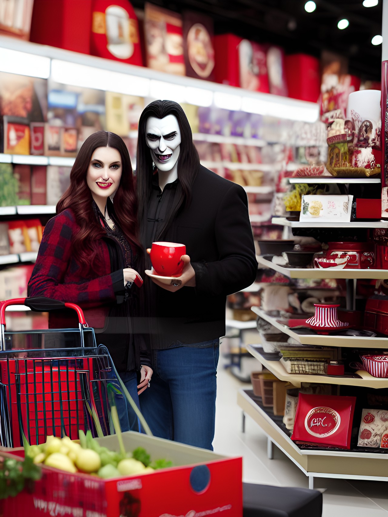 vampires shopping at home goods, realistic, preview