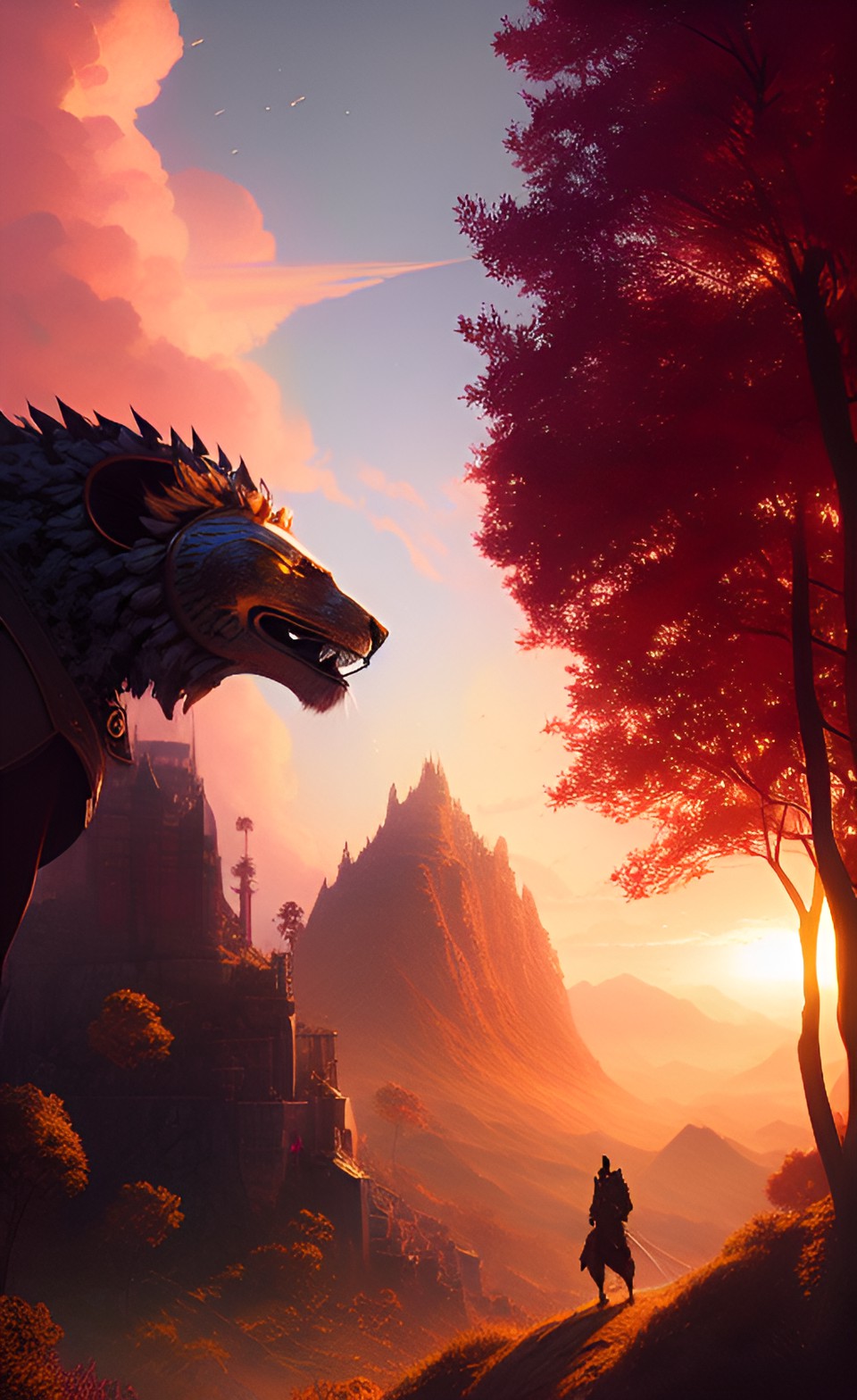 knight and lion
fantastic world 
sunset on the mountain preview