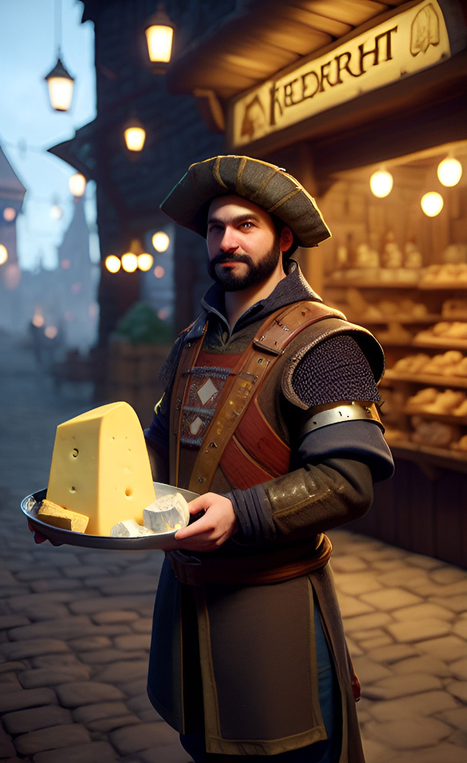 medieval fantasy cheese merchant preview