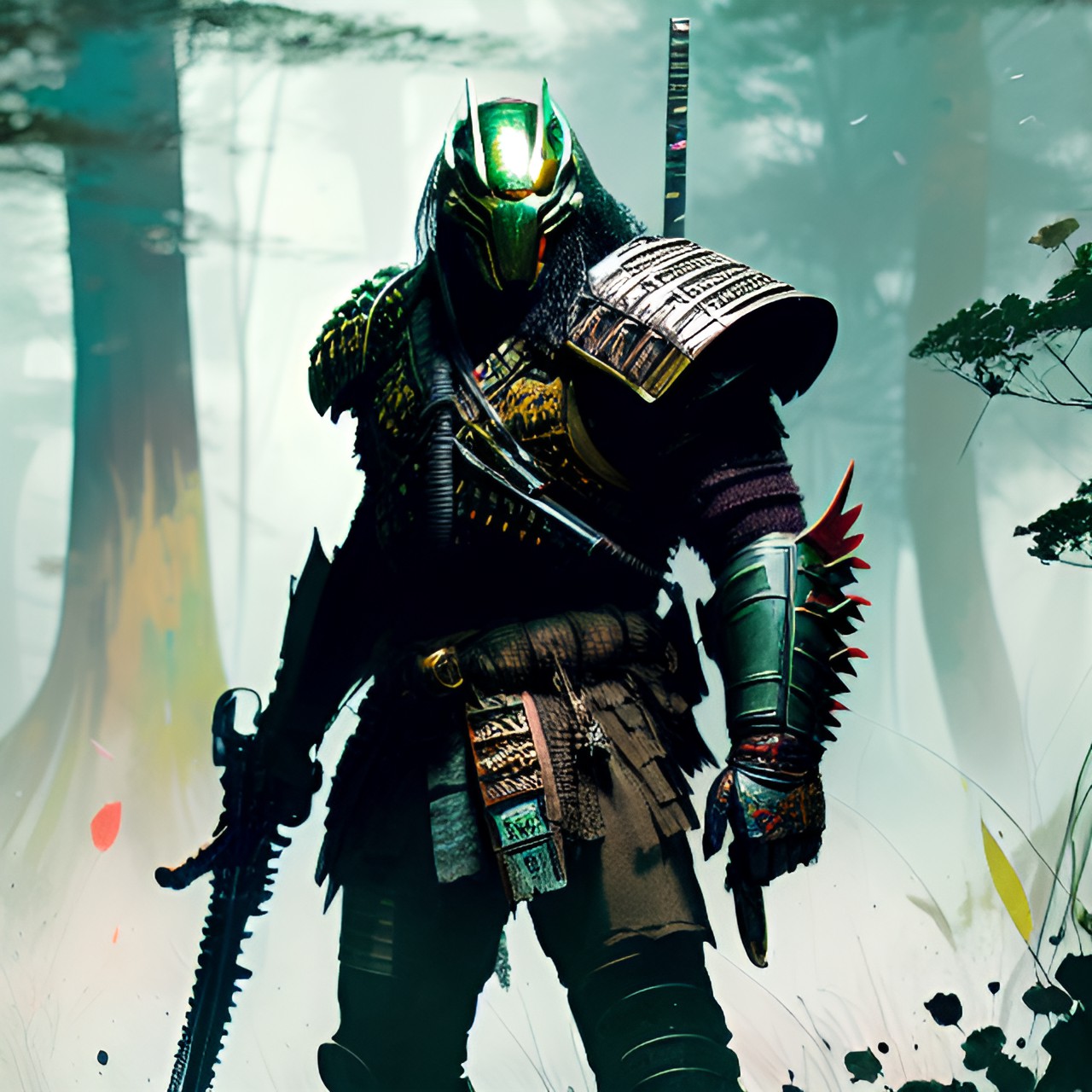 predator wearing samurai armor preview