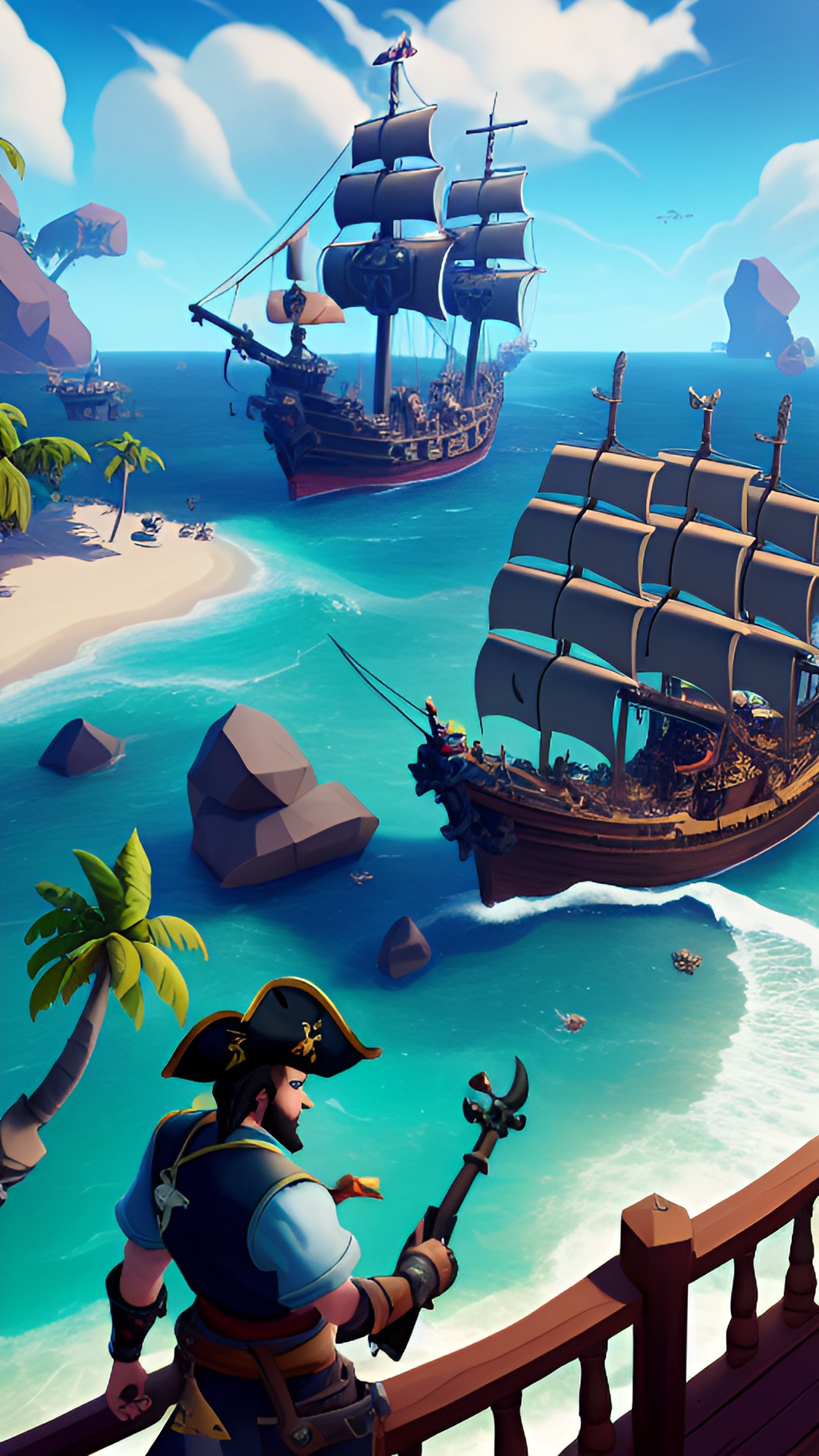 sea of thieves, a multiplayer pirate adventure game, set in a stunning open-world environment. players hunt for treasure, fight sea monsters, and engage in thrilling ship battles. preview