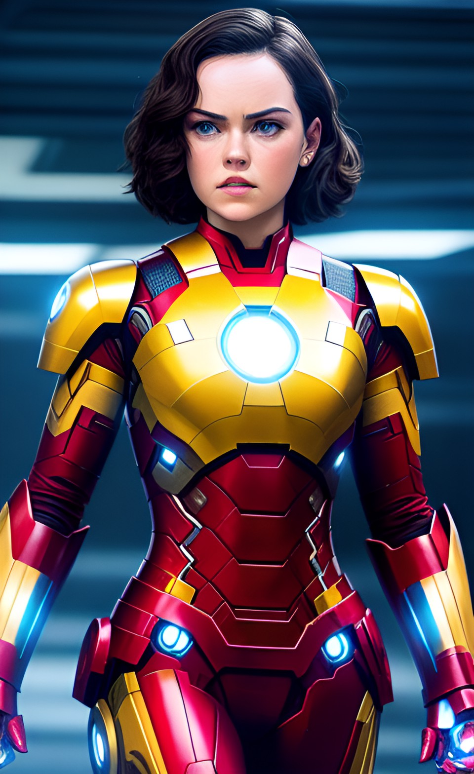 daisy ridley is wearing the iron man armour preview