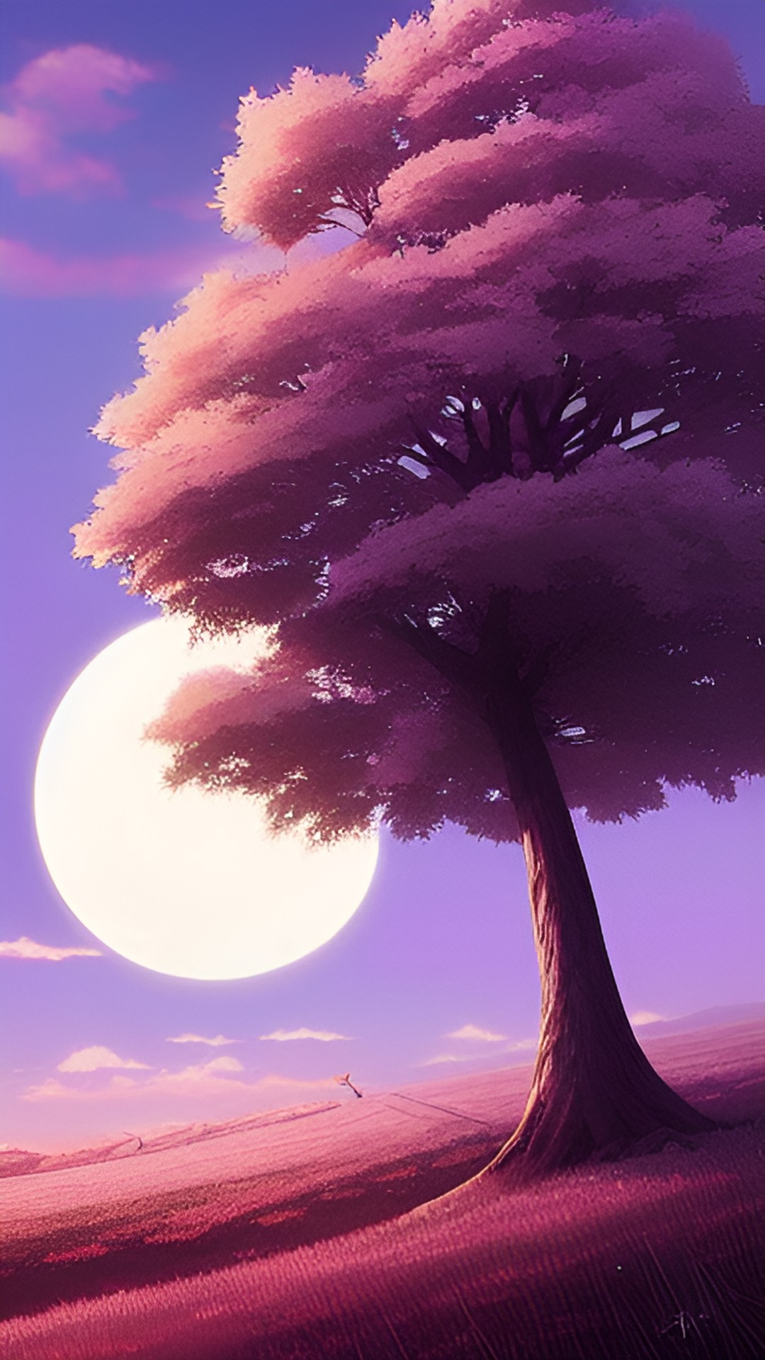 Under the Moon - white tree under full moon preview