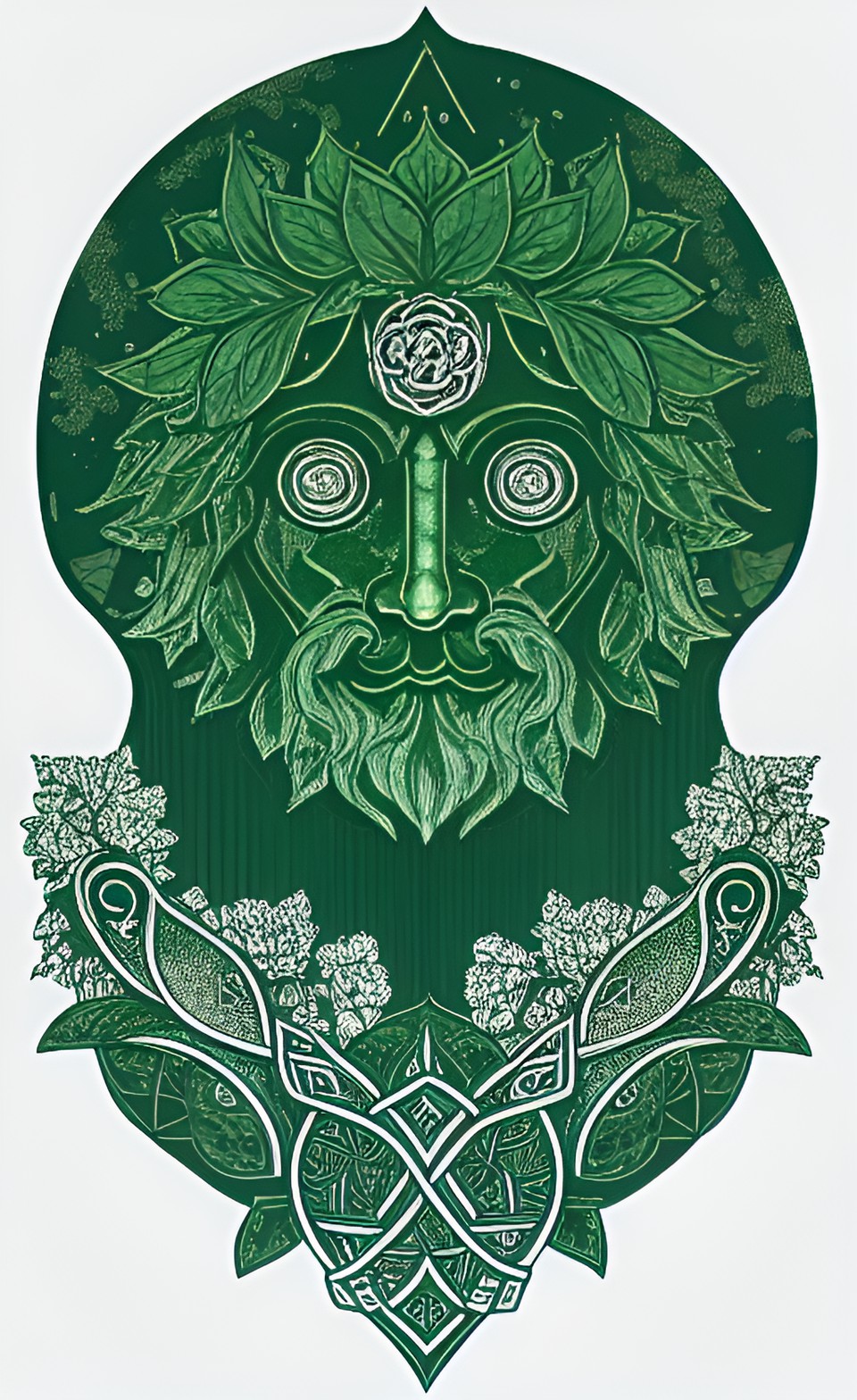 Greenman 1 - green man, celtic, simple, silver, thoughtful preview